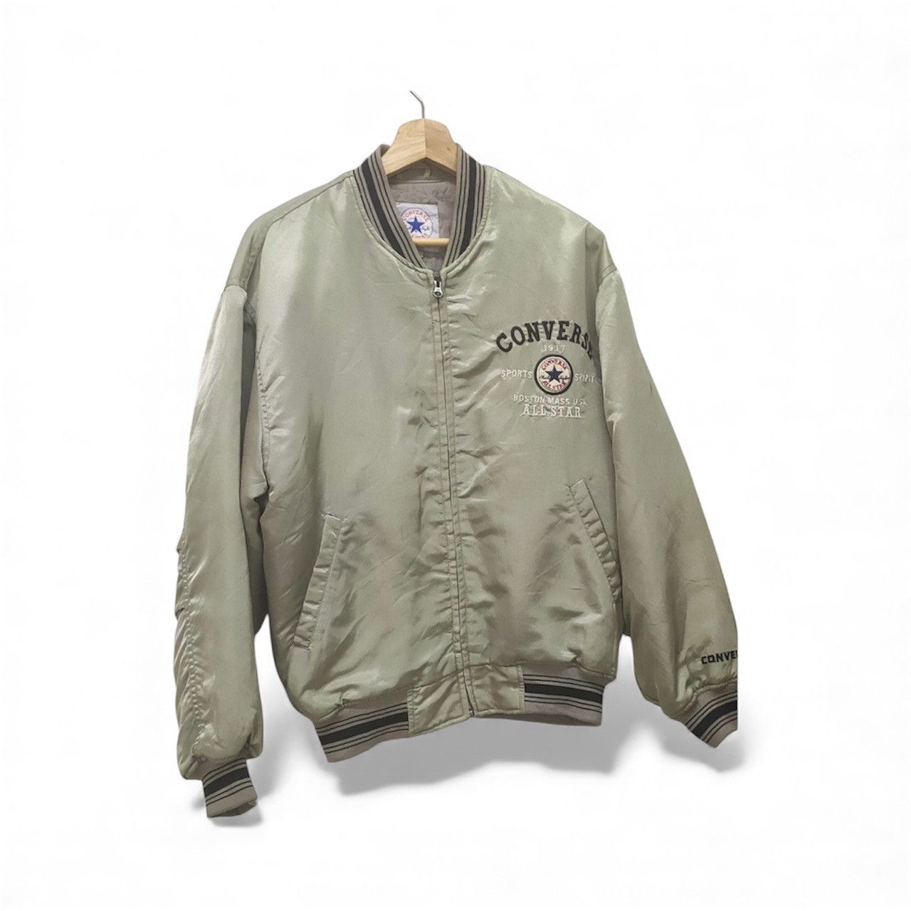 converse vintage varsity zip jacket Spellout logo