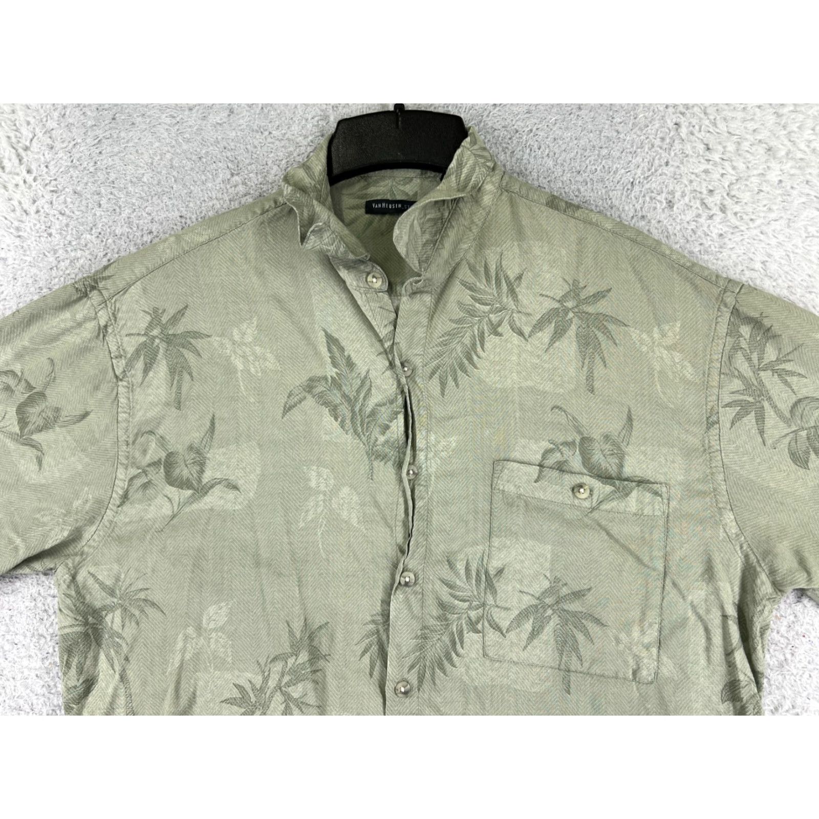 Van Heusen Van Heusen Studio Shirt Adult Large Green Floral Button Up Rayon Hawaiian Mens Size US L / EU 52-54 / 3 - 4 Thumbnail