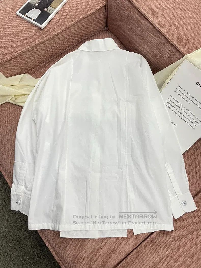 Chanel Chanel White stitching hollow lapel shirt long sleeves Size XS / US 0-2 / IT 36-38 - 5 Thumbnail