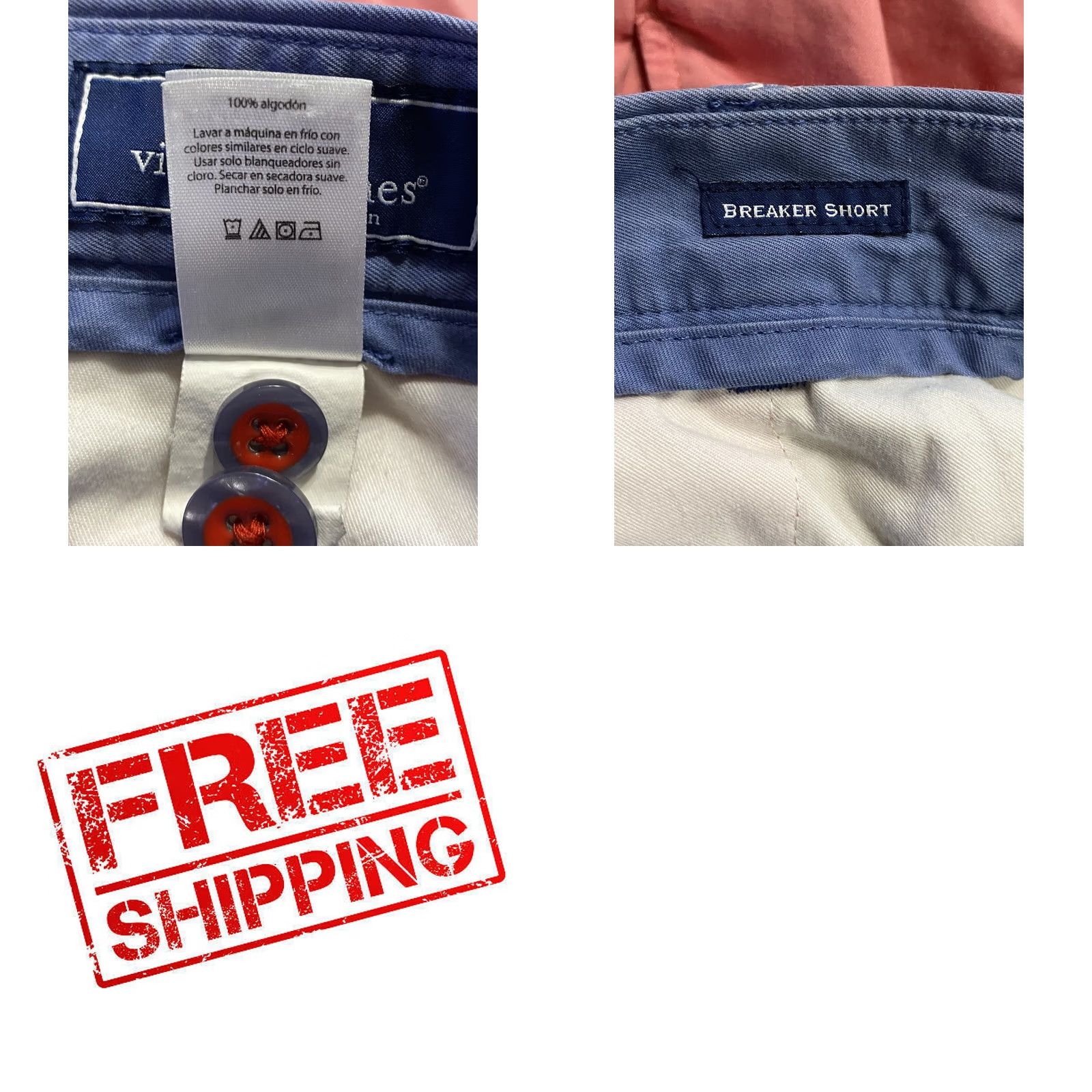 Vineyard Vines Vineyard Vines Men's Blue Pink USA Breaker Chino Shorts size 30 Size US 30 / EU 46 - 8 Thumbnail