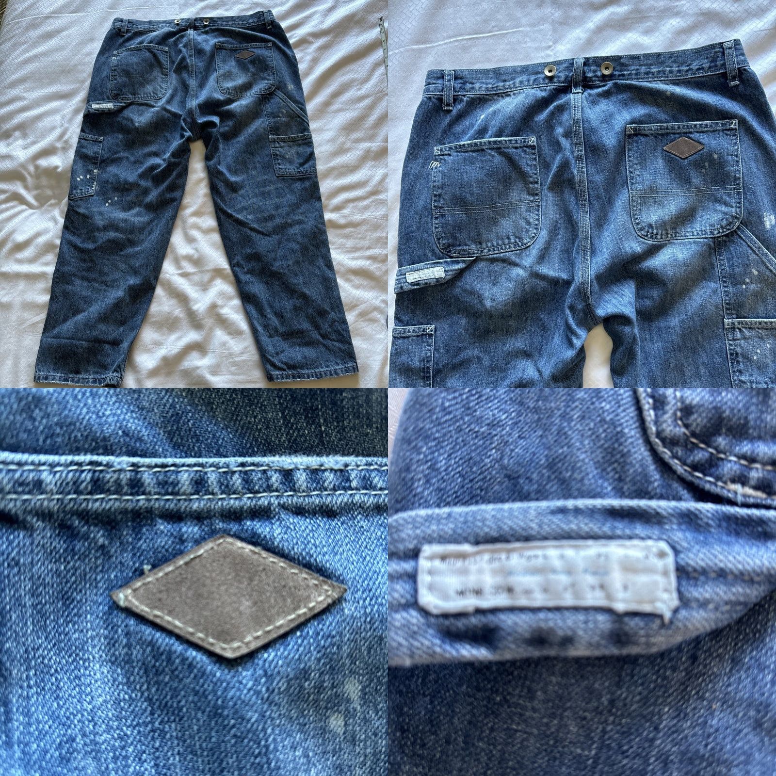 Doublet MDNS Madness Jeans Double Knee Faded Painted Distressed Suspenders Large Mens Jeans Distressed Blue 24in Inseam L Regular, Tapered, Pre-owned Size US 33 - 8 Thumbnail