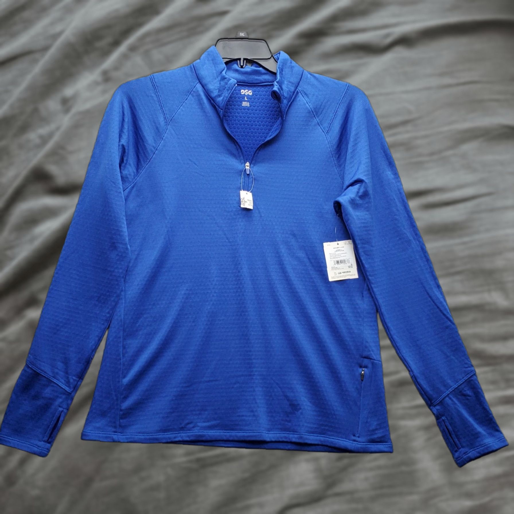 Vintage DSG Activewear Top Women Blue L Womens Size L 1/4 Zip Thumb Hole Raglan Sleeve Mock Neck Breathable Pockets Casual Outdoor Winter 90s Size L / US 10 / IT 46 - 1 Thumbnail