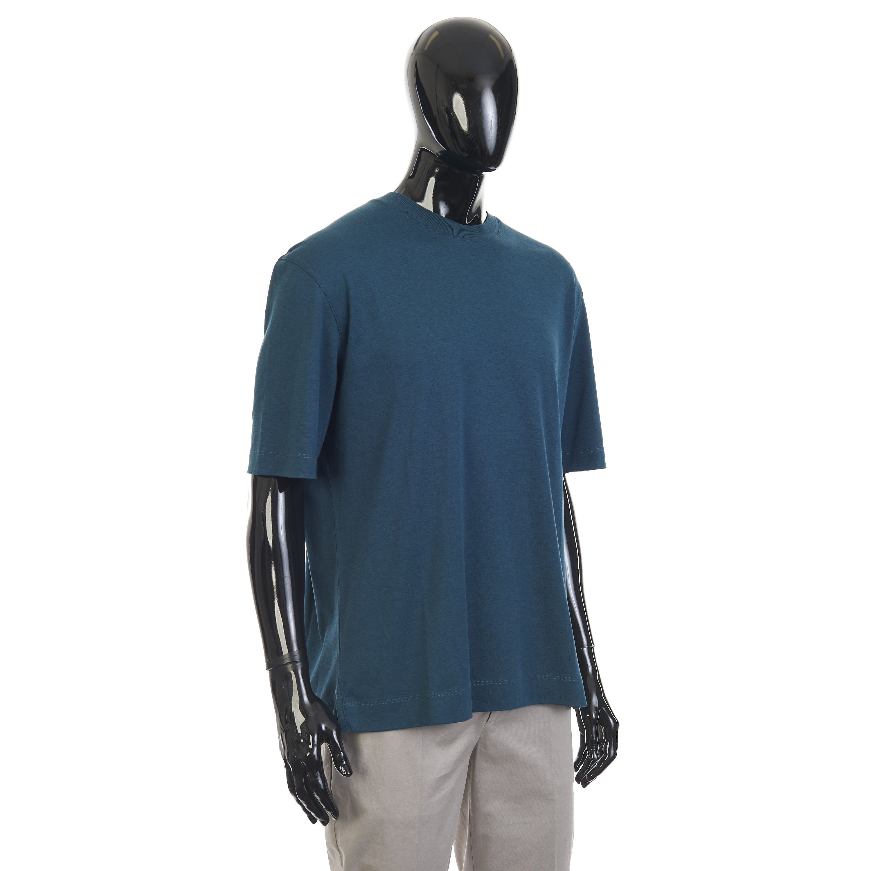 Ermenegildo Zegna Dark Teal Silk & Cotton Crewneck Tshirt Size 52 Size US L / EU 52-54 / 3 - 8 Thumbnail