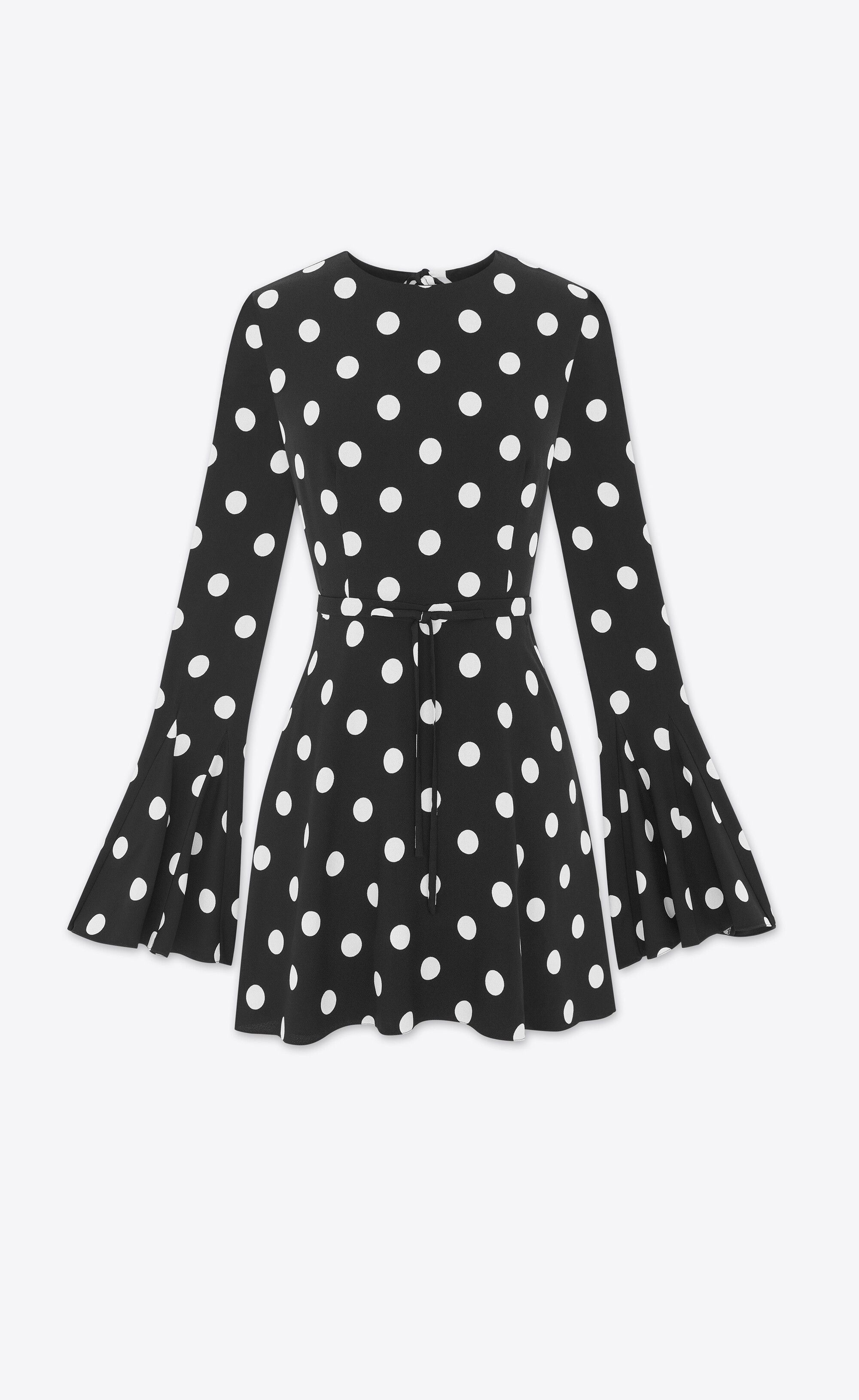 Saint Laurent Paris o1s1wg110225 729752 Open Back Dress in Sablé in Black/White Size M / US 6-8 / IT 42-44 - 1 Thumbnail