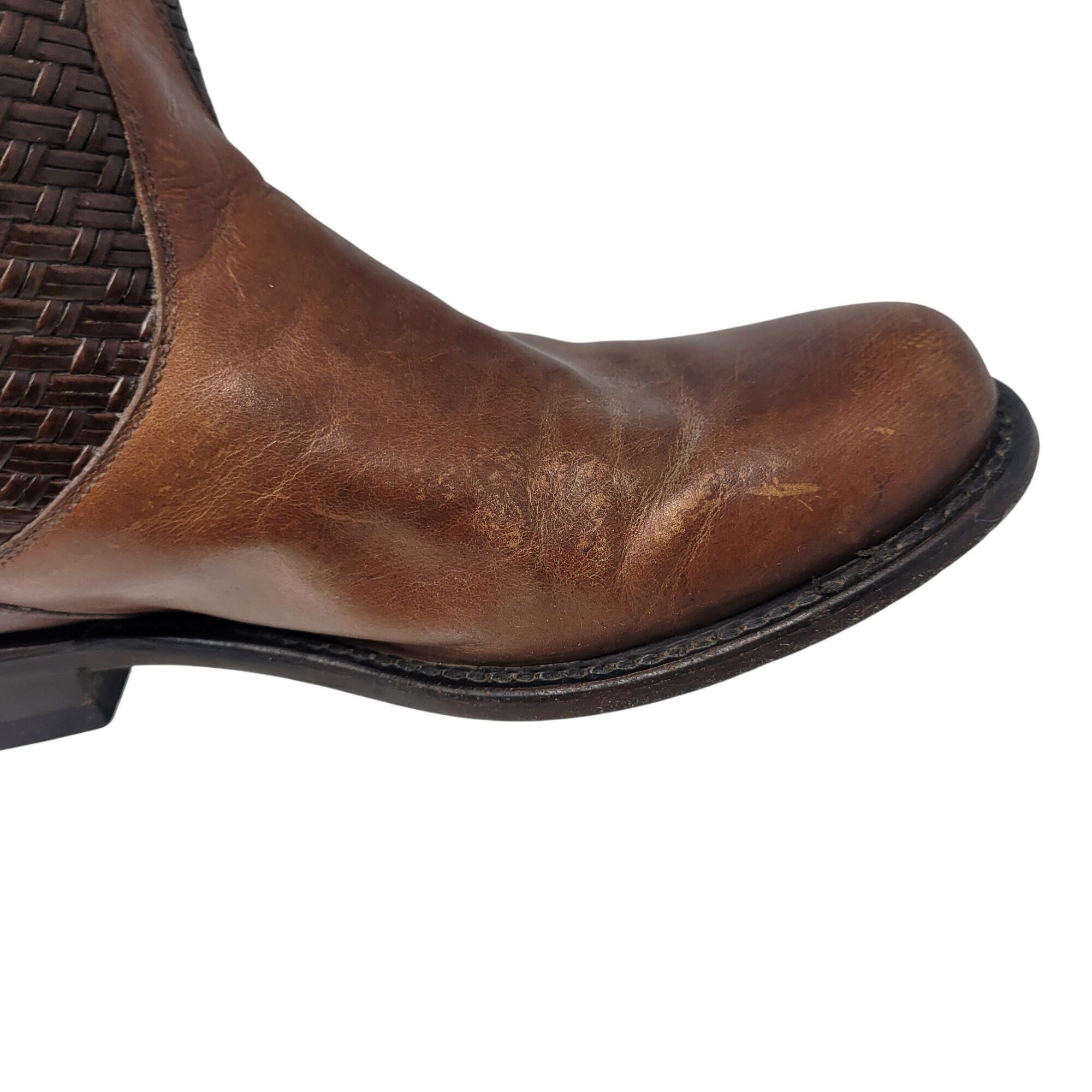 Stetson Vtg Stetson Knee-High Brown Woven Leather Equestrian Boots S Size US 8.5 / IT 38.5 - 7 Thumbnail