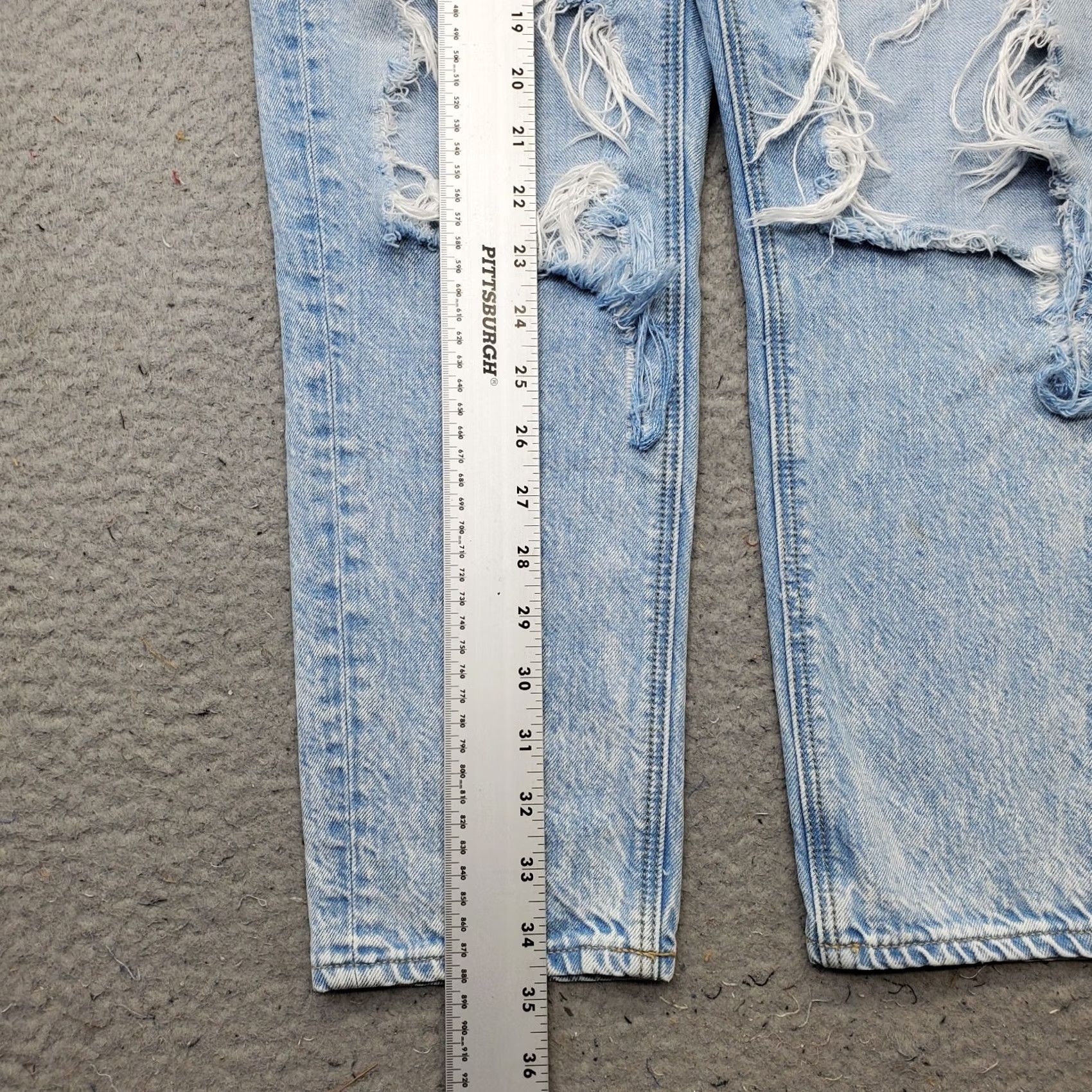 American Eagle Outfitters American Eagle Outfitters Mom Jeans Womens Size 2 Blue Distressed Light Wash Straight Jeans Size 26" / US 2 / IT 38 - 3 Thumbnail