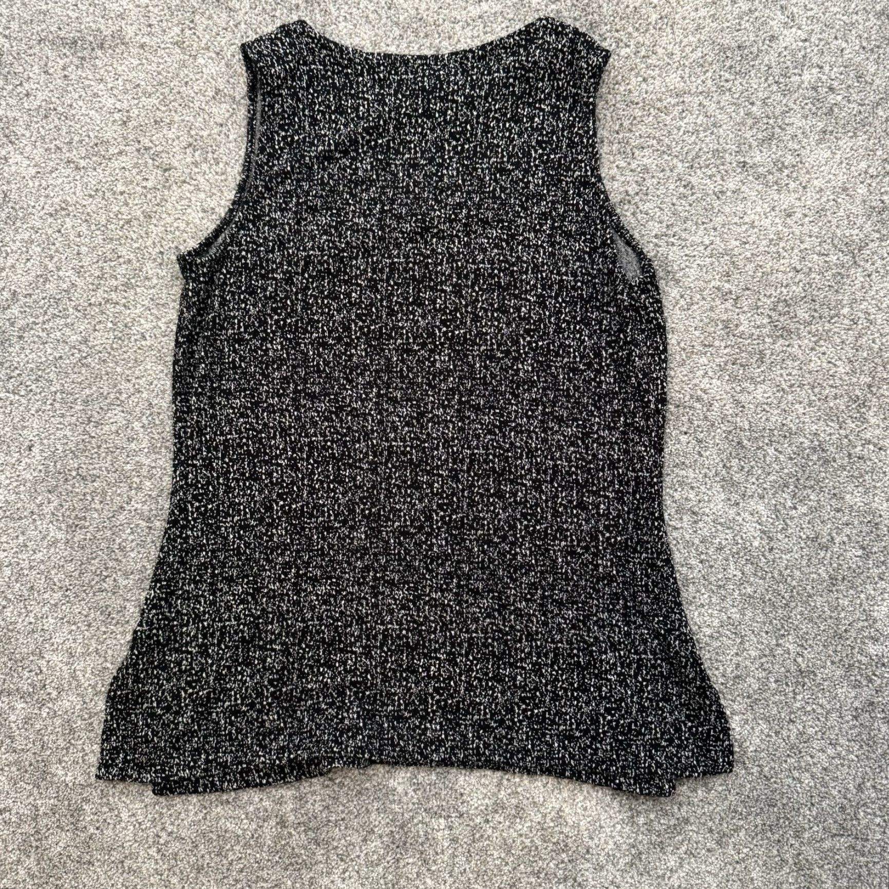 J. Jill J. Jill Wearever Collection Sleeveless Top M Black Marled Knit Crew Neck Office Casual Classic Stretch Lightweight Easy Care Size M / US 6-8 / IT 42-44 - 7 Thumbnail