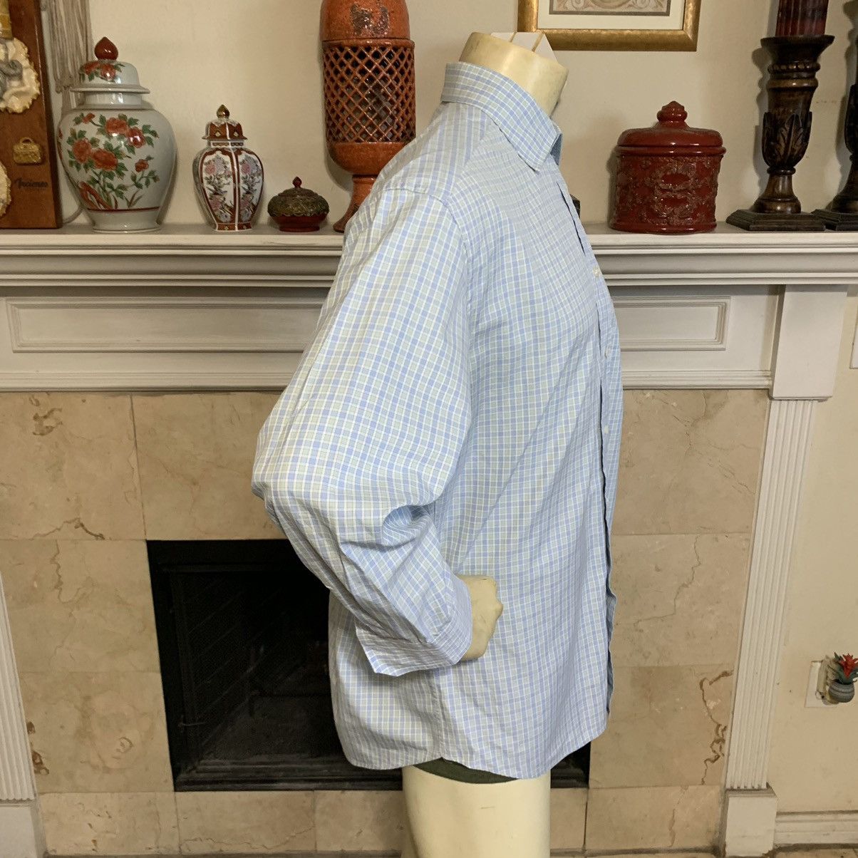 Canali Mini Check Spread collar Dress shirt 17.5/34 Size US XL / EU 56 / 4 - 4 Thumbnail