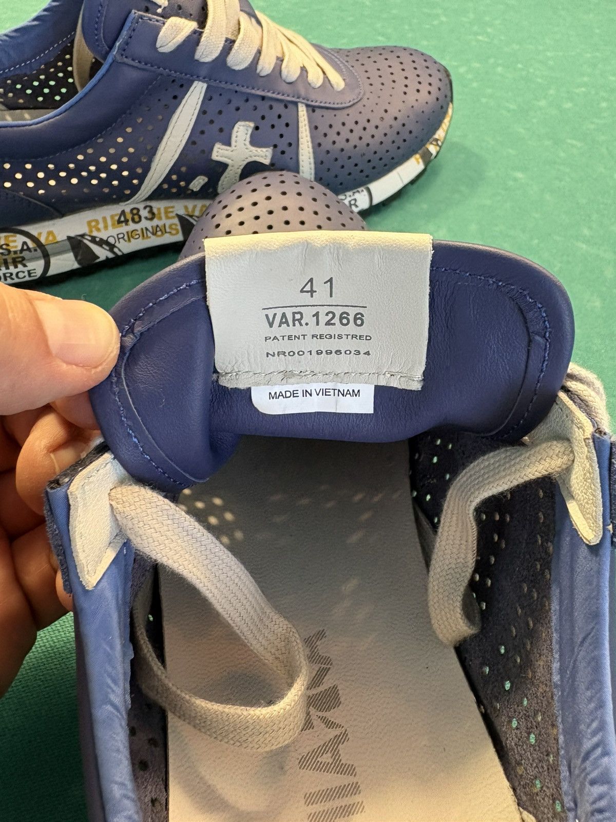 Premiata PREMIATA Lucy Lacer Men's Blue Perforated Leather Sneakers Size US 8 / EU 41 - 11 Thumbnail