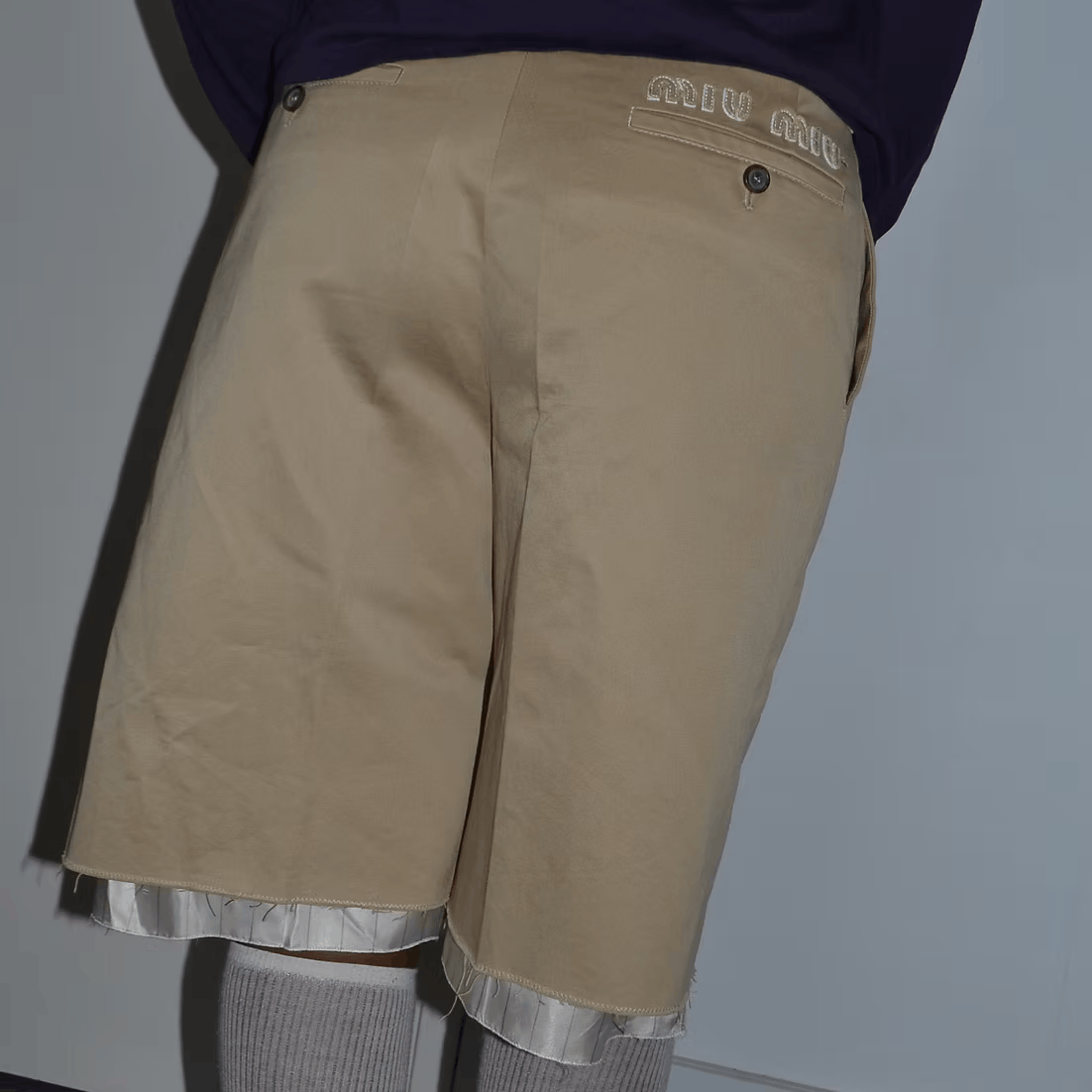 Miu Miu SS2022 Logo Embroidered Layered Chino Shorts Size US 30 / EU 46 - 6 Thumbnail