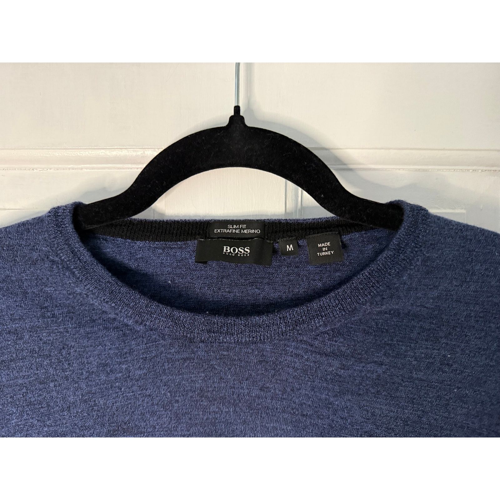 Hugo Boss HUGO BOSS Navy Blue Merino-wool sweater in a slim fit Medium Size US M / EU 48-50 / 2 - 2 Thumbnail