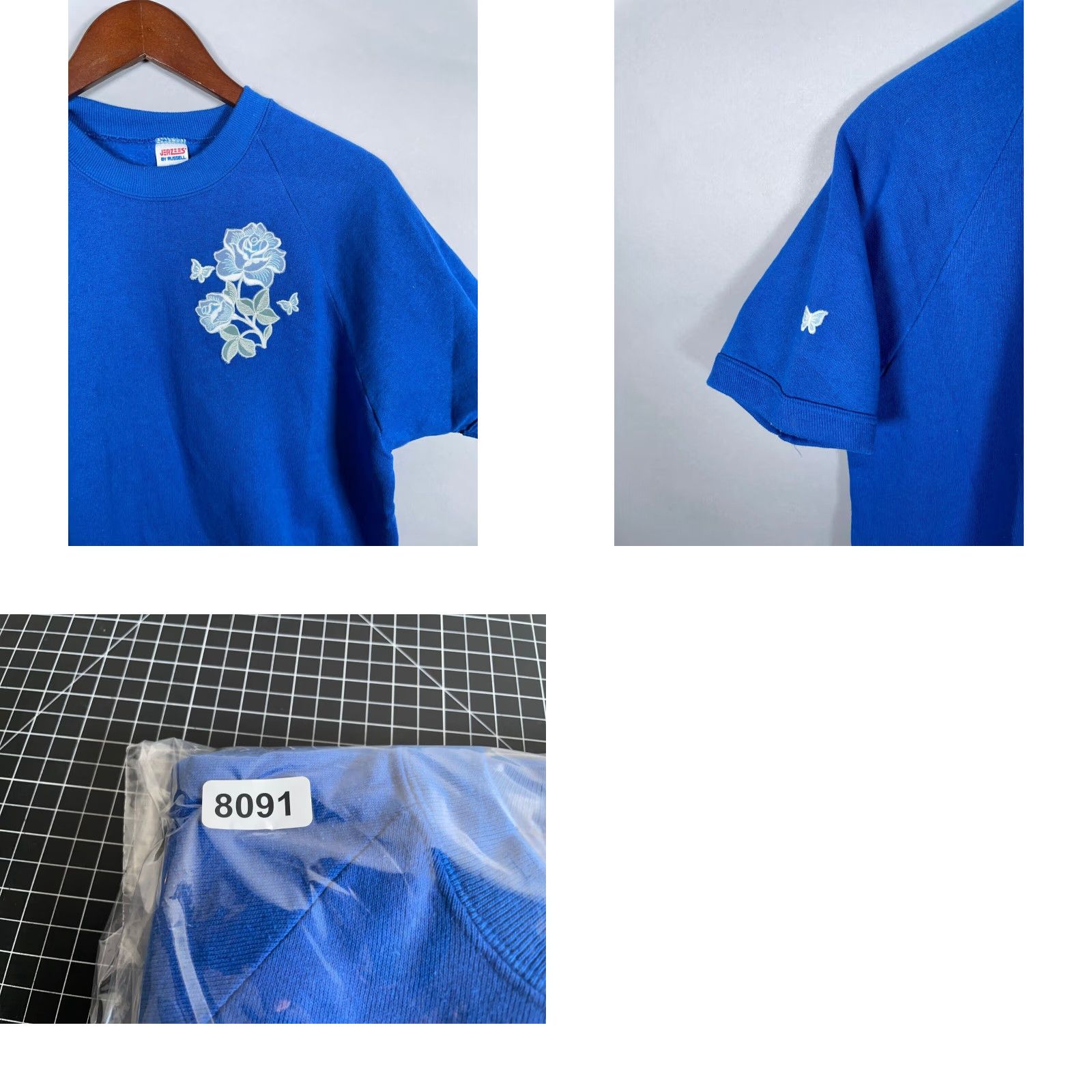 Russell Athletic VINTAGE Russell Athletic Sweatshirt Shirt Raglan 80s Floral Embroidered Blue Adults Large Womens Size L / US 10 / IT 46 - 8 Thumbnail
