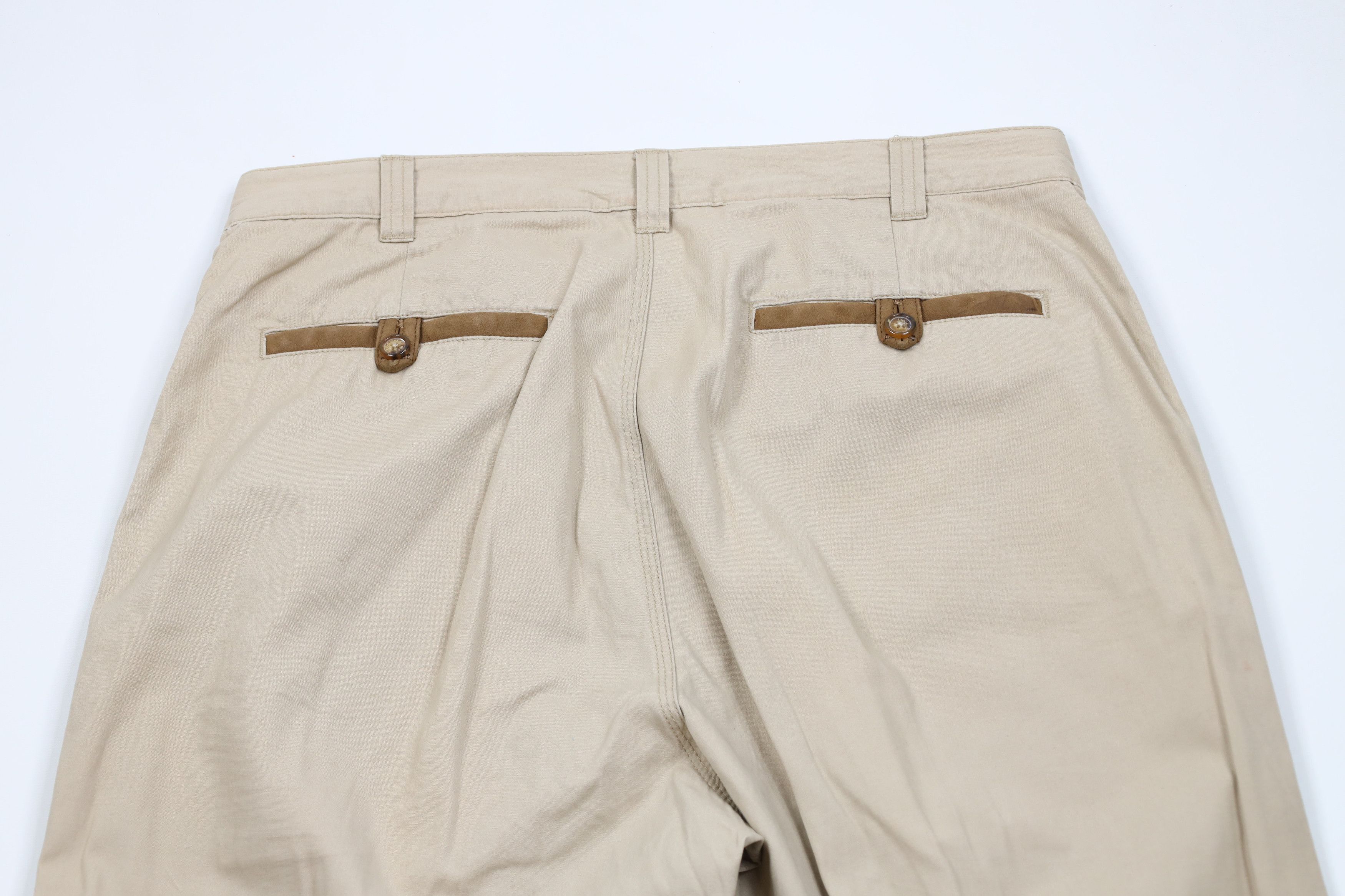 Orvis × Vintage Vintage 90s Orvis Suede Trim Safari Wide Leg Pants Beige Size US 34 / EU 50 - 11 Thumbnail