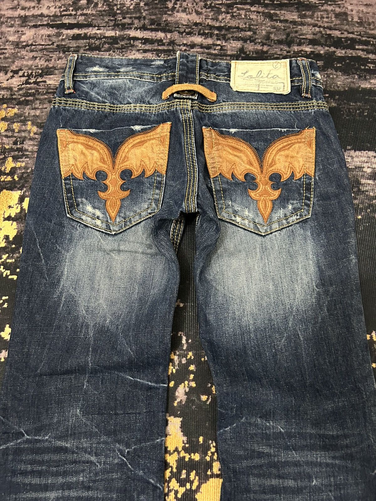 Tornado Mart Lolita Mud Clawmark Leather Pocket Back Flare Jeans Size US 30 / EU 46 - 5 Thumbnail