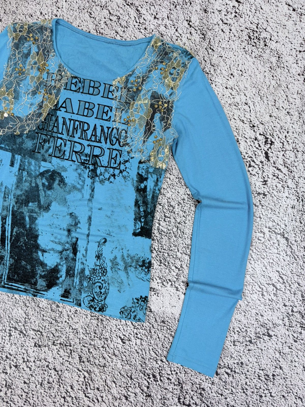 Japanese Brand Vintage Gianfranco Ferre Y2K Lace Mesh Longsleeve Size M / US 6-8 / IT 42-44 - 3 Thumbnail