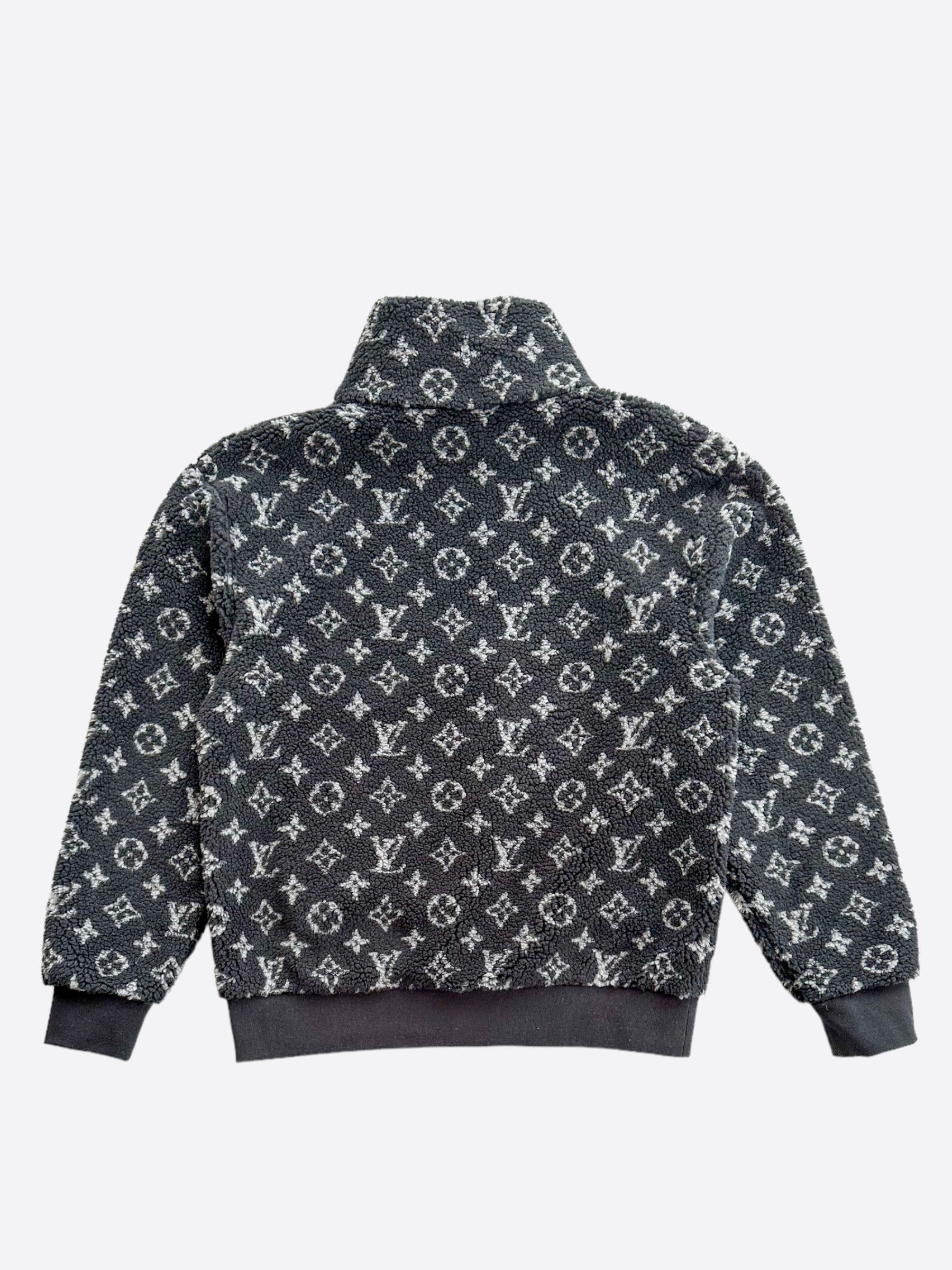 Louis Vuitton Louis Vuitton Black & Grey Monogram Fleece Zip Up Jacket Size US M / EU 48-50 / 2 - 2 Thumbnail