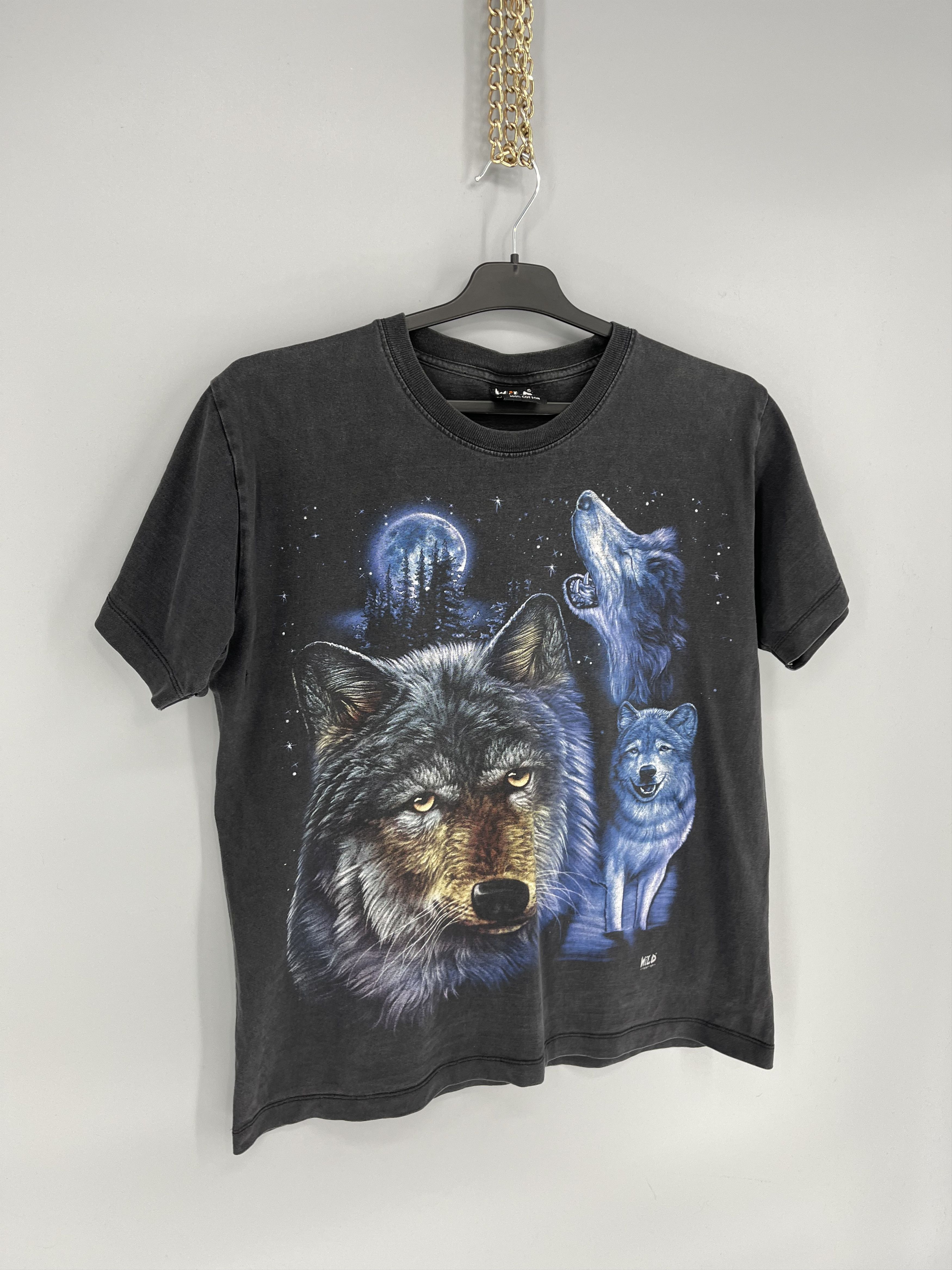 Vintage Vintage 90s Wolf Face Boxy Fit Tee WILD Dead Horror Print Size US M / EU 48-50 / 2 - 2 Thumbnail