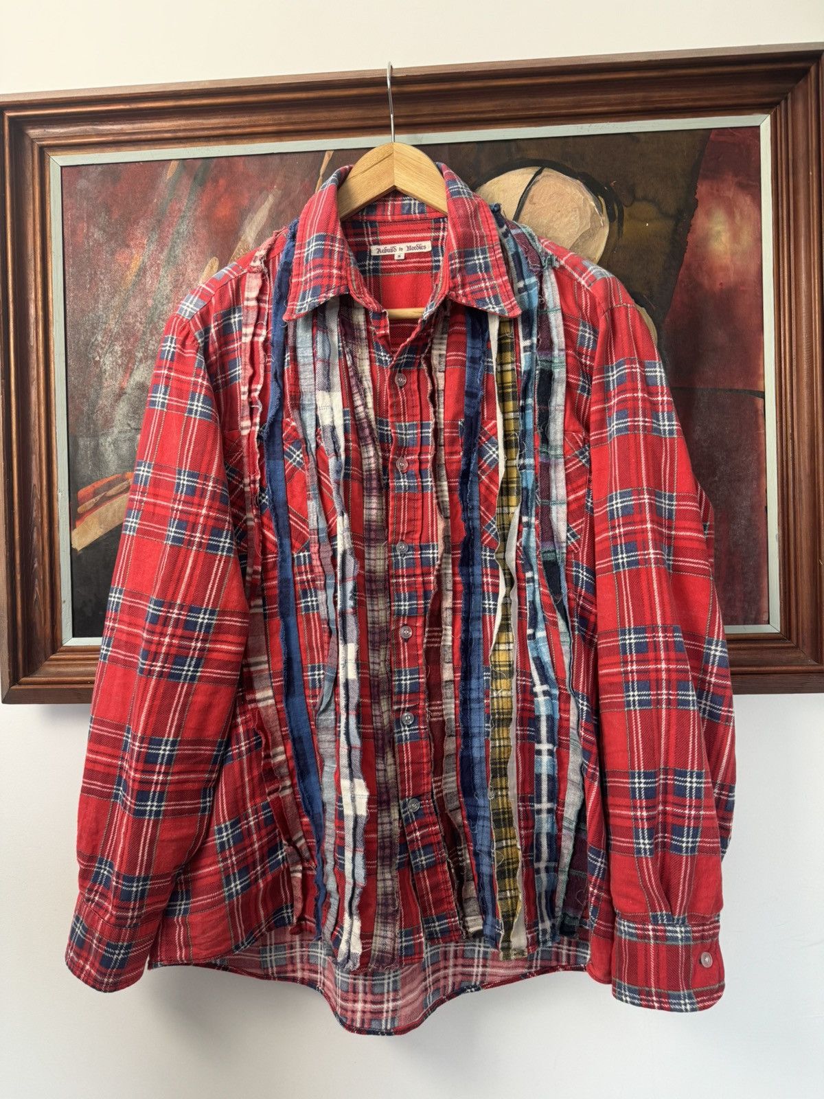 Pre-owned Flannel X Needles Rebuild By Needles 7 Cut Flannel Shirt Button Up Japanese In Red