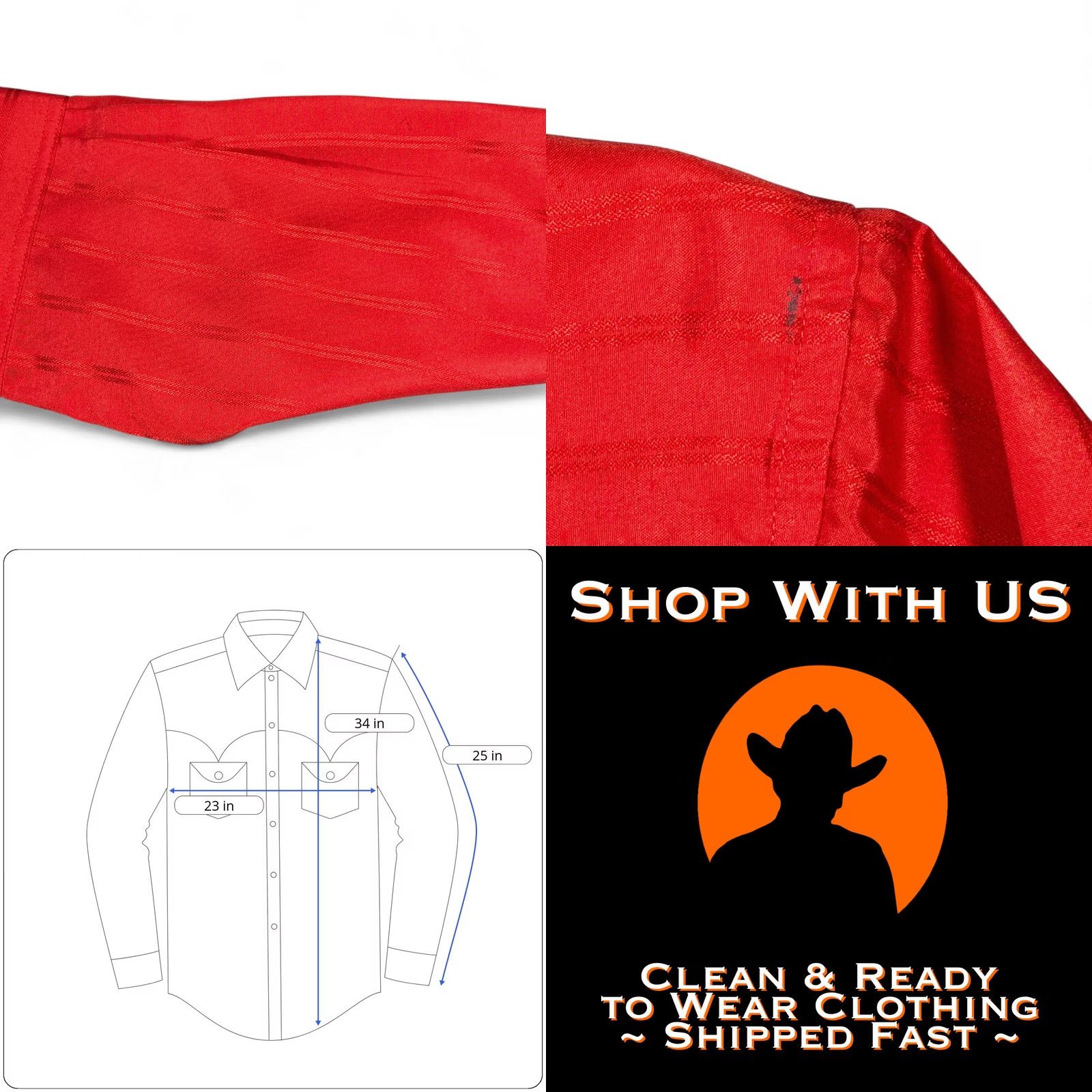 Vintage VINTAGE White Horse Western Shirt Men Large Red Striped Sheen Cowboy 90s Button-Up Snap-Front Long Sleeve Chest 23 Size US L / EU 52-54 / 3 - 8 Thumbnail