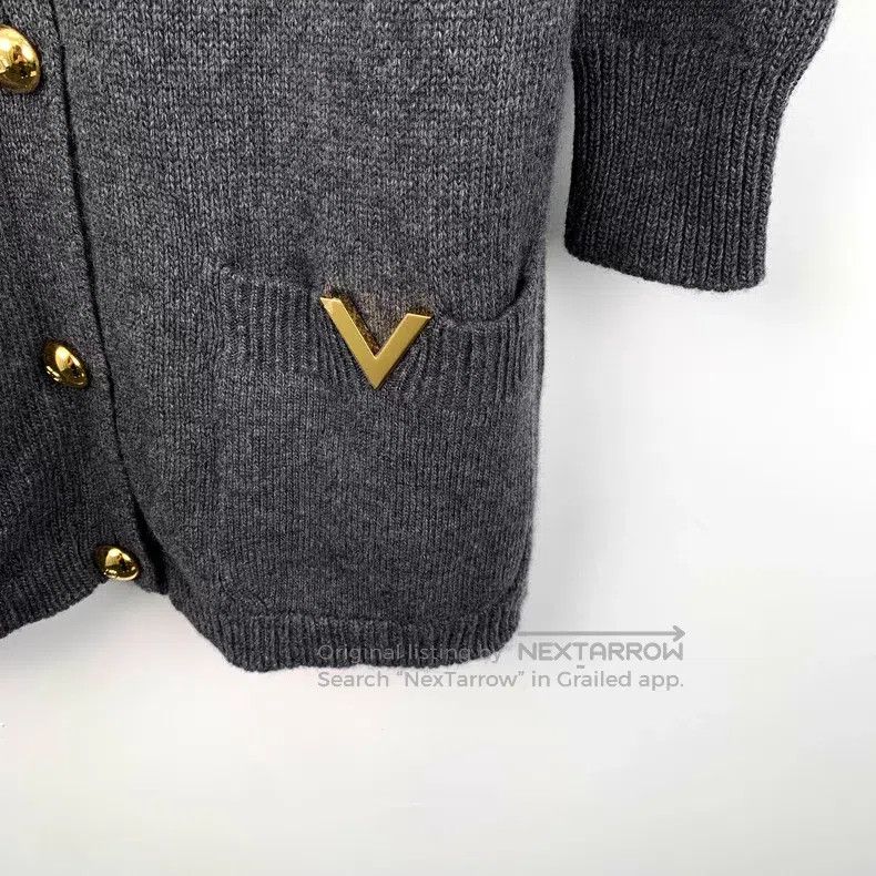 Valentino Valentino Black and gray crew neck single-breasted long-sl Size S / US 4 / IT 40 - 4 Thumbnail