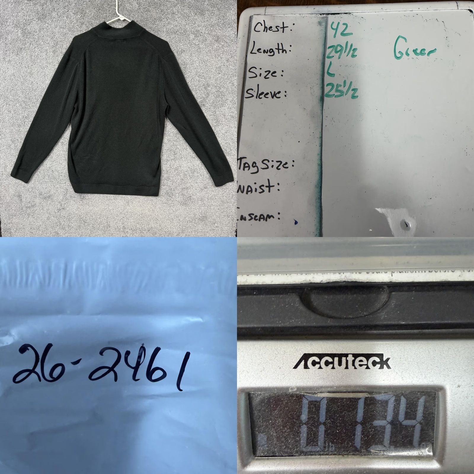 Vintage VIA EUROPA Pullover Sweater Men L Green 1/4 Zip Mock Neck Lightweight Knit Dark Academia Gorpcore Size US L / EU 52-54 / 3 - 8 Thumbnail