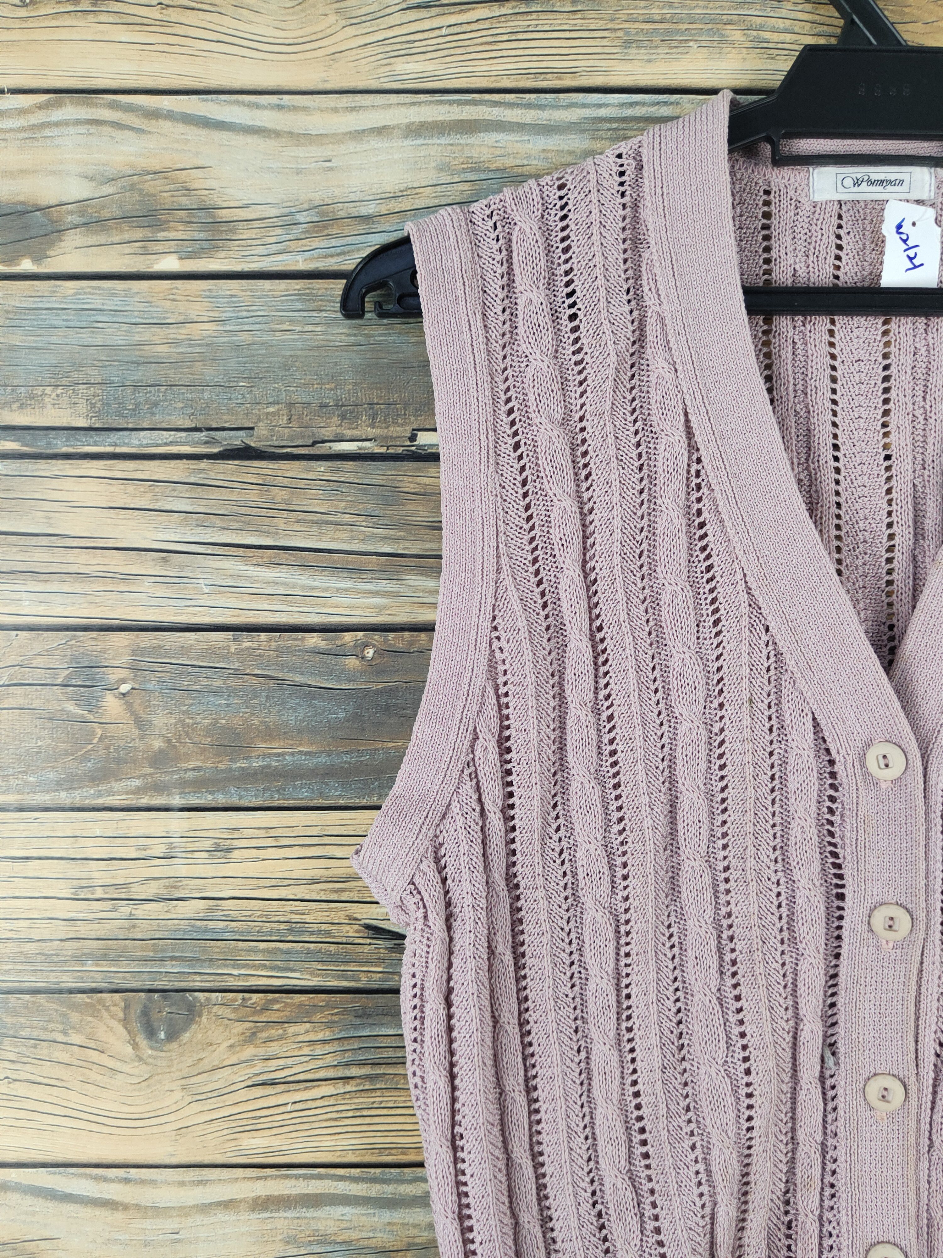 Homespun Knitwear Womiyan Pink Crochet Knitwear Vests #W2121 Size S / US 4 / IT 40 - 4 Thumbnail