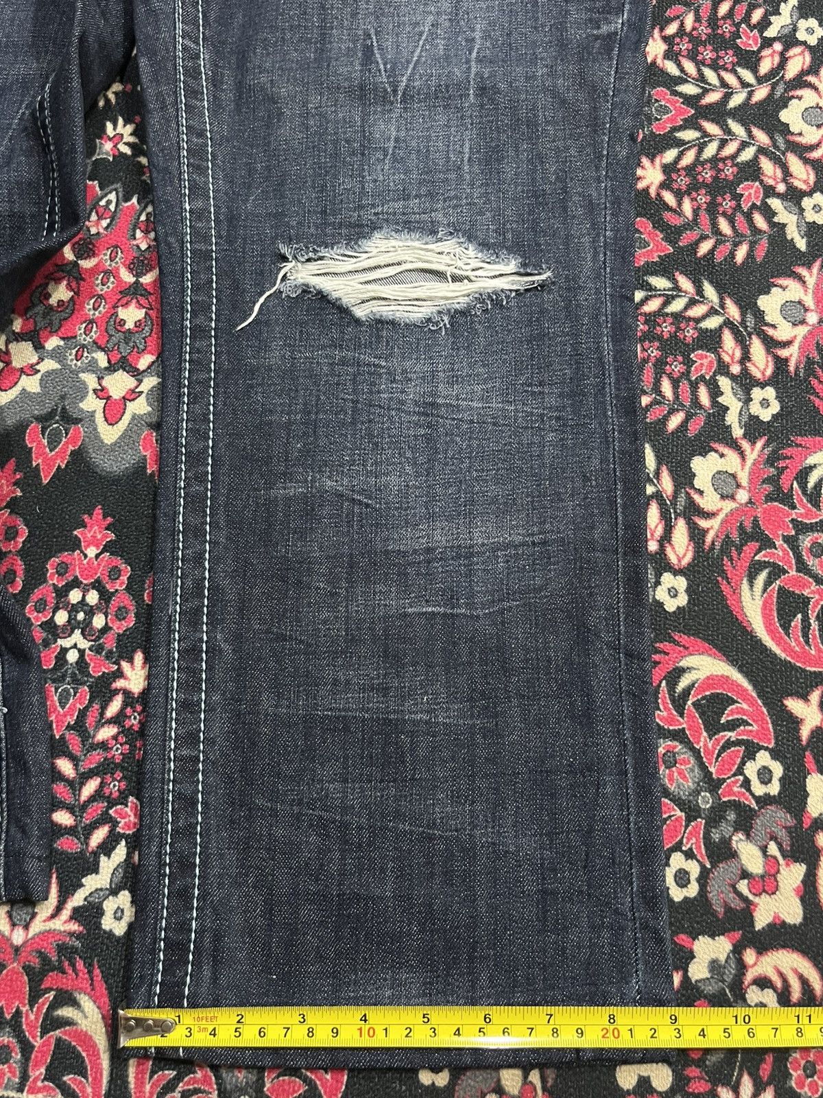 No Faith Studios Vintage Decree Dark Washed Distressed Slim Straight Jeans Size US 36 / EU 52 - 14 Thumbnail