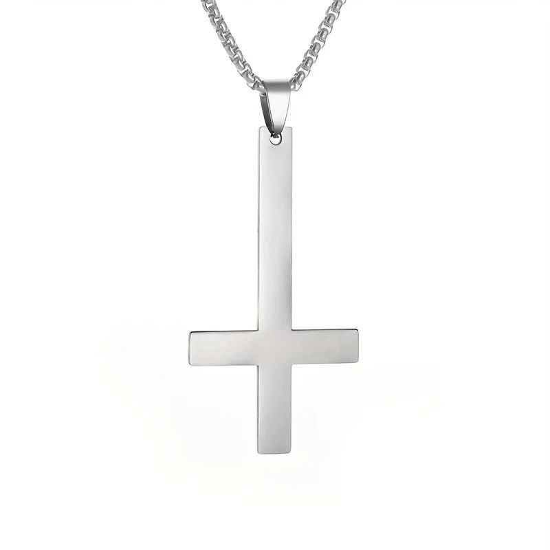 Other Silver Saint Peter's Cross Necklace Inverted Stainless Steel Size ONE SIZE - 5 Thumbnail