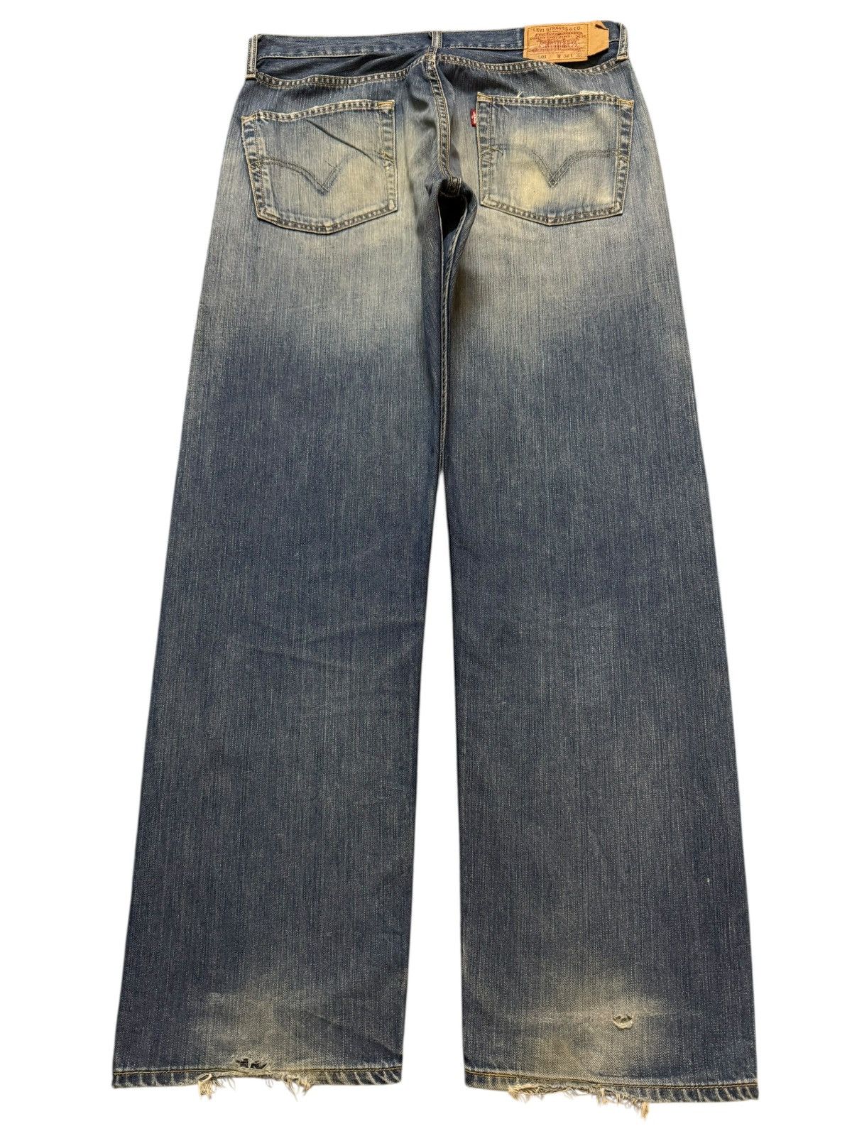 Levi's Vintage 90s Levis 501 Mud Wash Distressed Wide Leg Loose Size US 34 / EU 50 - 2 Thumbnail
