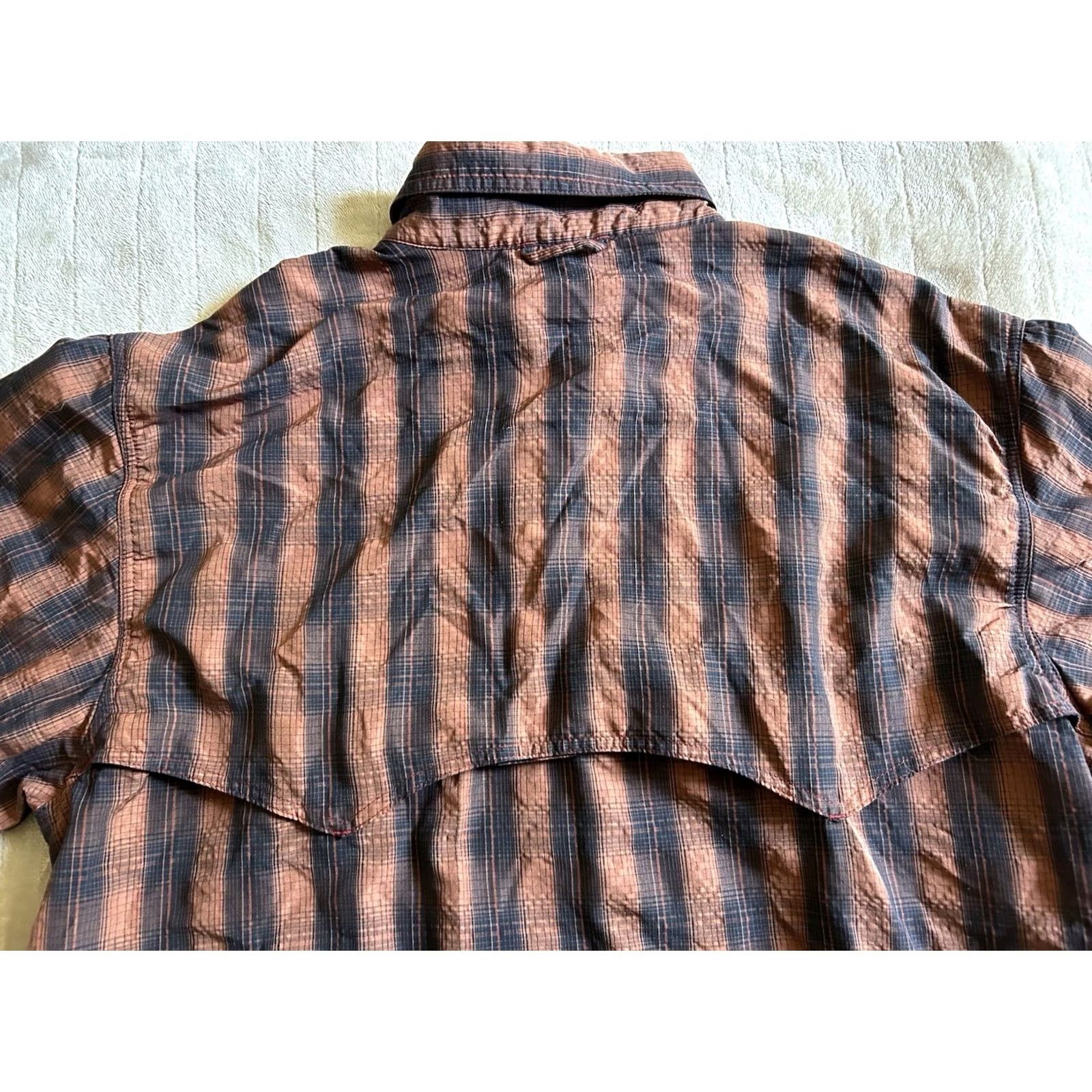 Vintage Simms Shirt Mens Size M Orange Plaid Fishing Long Sleeve Pearl Snap Vented Size US M / EU 48-50 / 2 - 6 Thumbnail