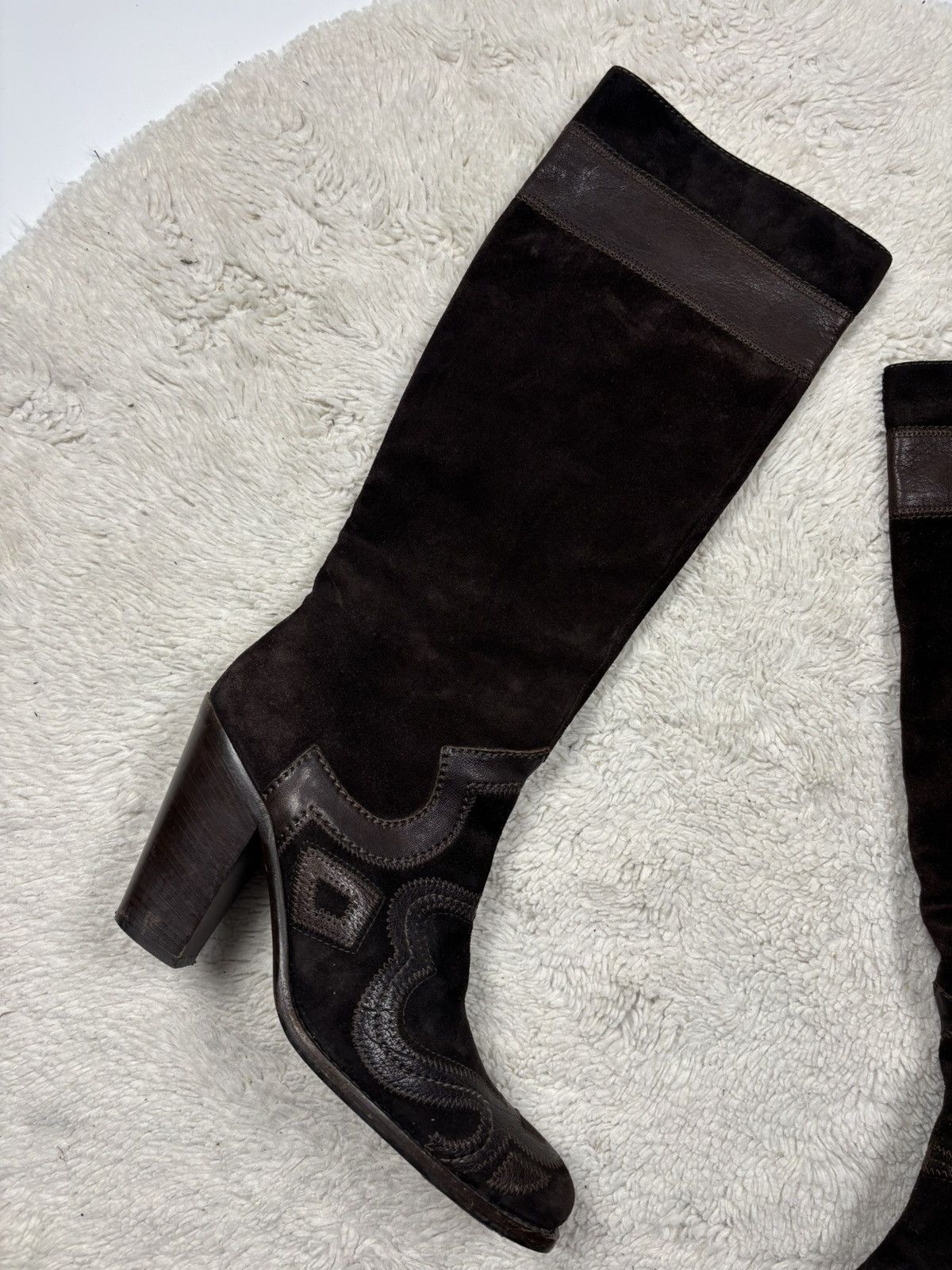 Miu Miu Miu Miu Vintage Cowboy Camperos Suede Brown Boots Rare Size US 7 / IT 37 - 2 Thumbnail
