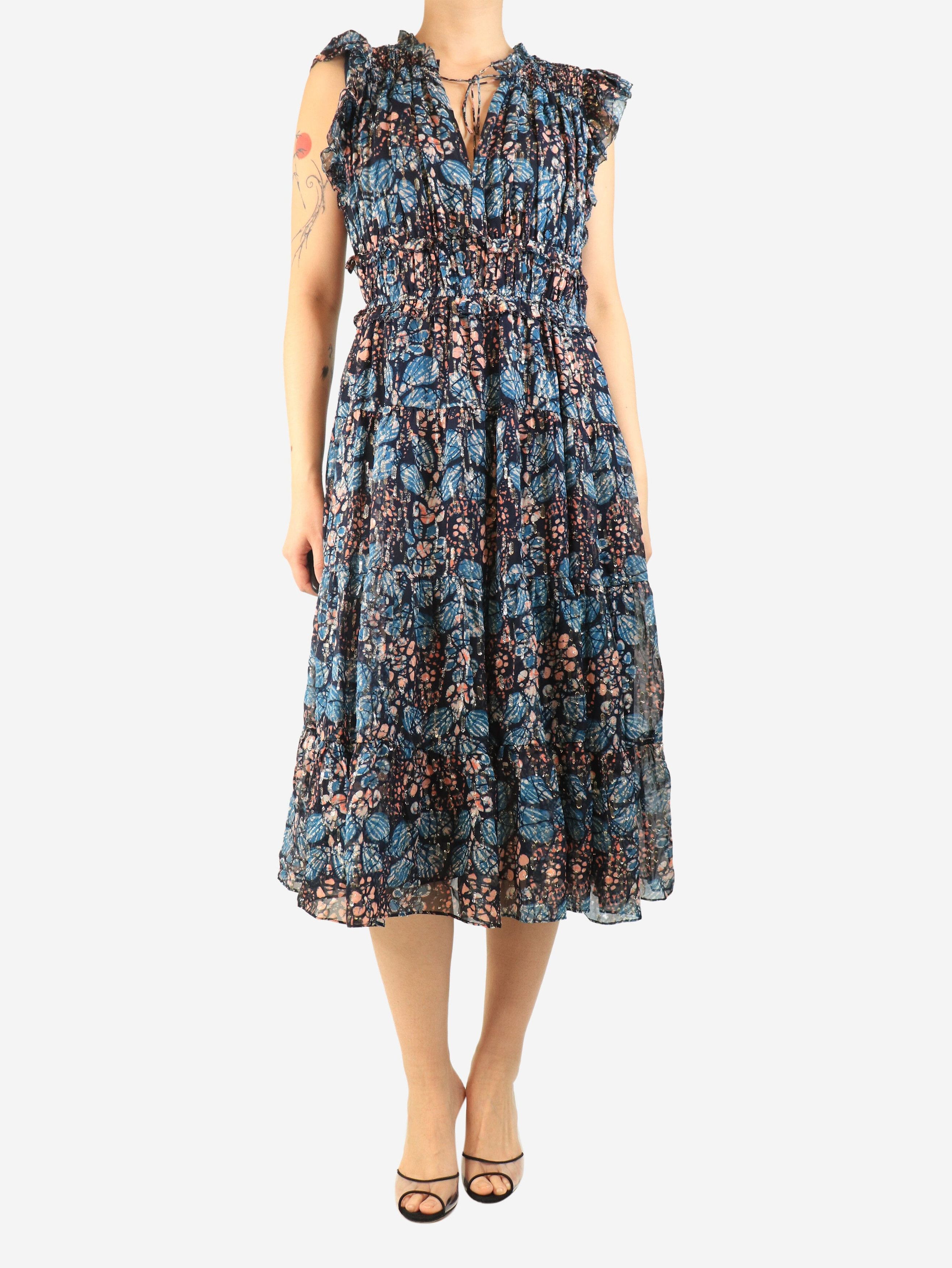 Other Blue printed lurex midi dress - UK 14 Size L / US 10 / IT 46 - 1 Thumbnail