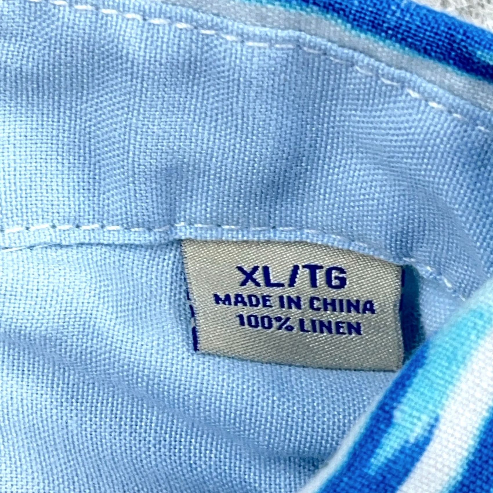 Tommy Bahama VINTAGE Tommy Bahama Shirt Men XL Blue Striped Linen Button Up Camp Beach Preppy Vacation Size US XL / EU 56 / 4 - 6 Thumbnail