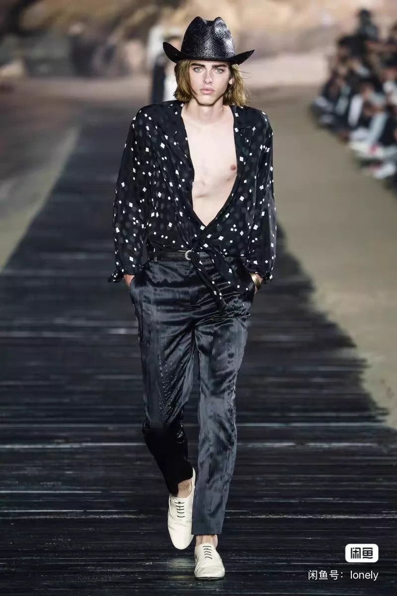 Saint Laurent Paris SLP 20ss Cuban Collar Silk B&W Colorblock Shirt 40M Size US M / EU 48-50 / 2 - 9 Thumbnail