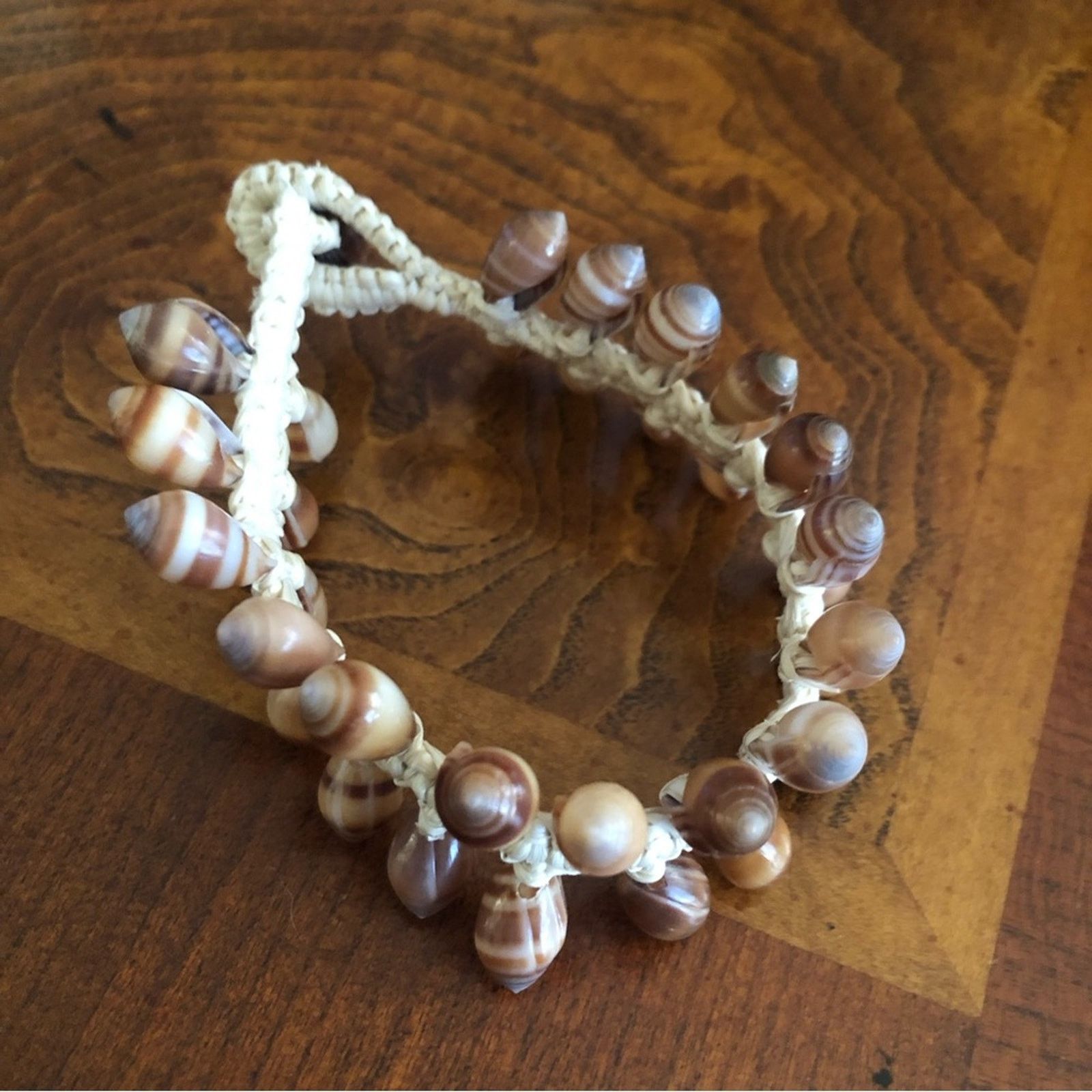 Handmade Handcrafted boho resin coated shell braided bracelet Size ONE SIZE - 4 Thumbnail