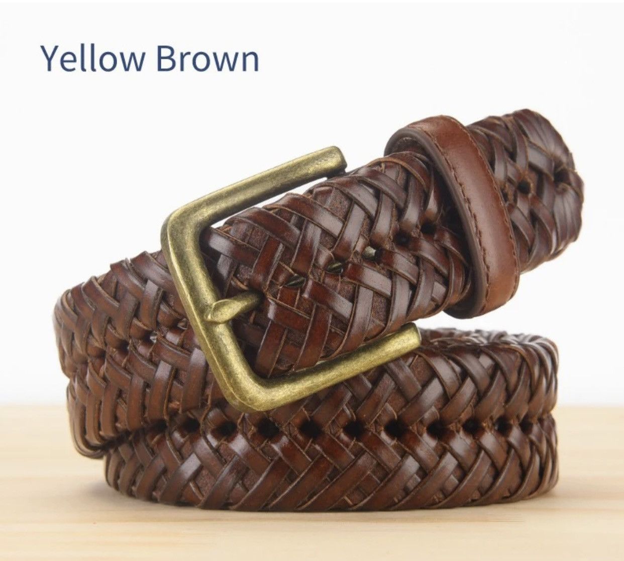 Leather × Vintage Genuine Leather Knitted Strap Vintage Jeans Braided Belts Size ONE SIZE - 1 Thumbnail