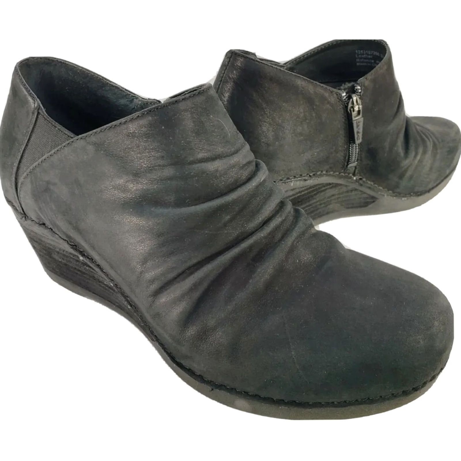 Dansko VINTAGE Dansko Sheena Nubuck Wedge Bootie Side Ankle Zip Women's Size 9M 40EU Black Size US 9 / IT 39 - 2 Thumbnail