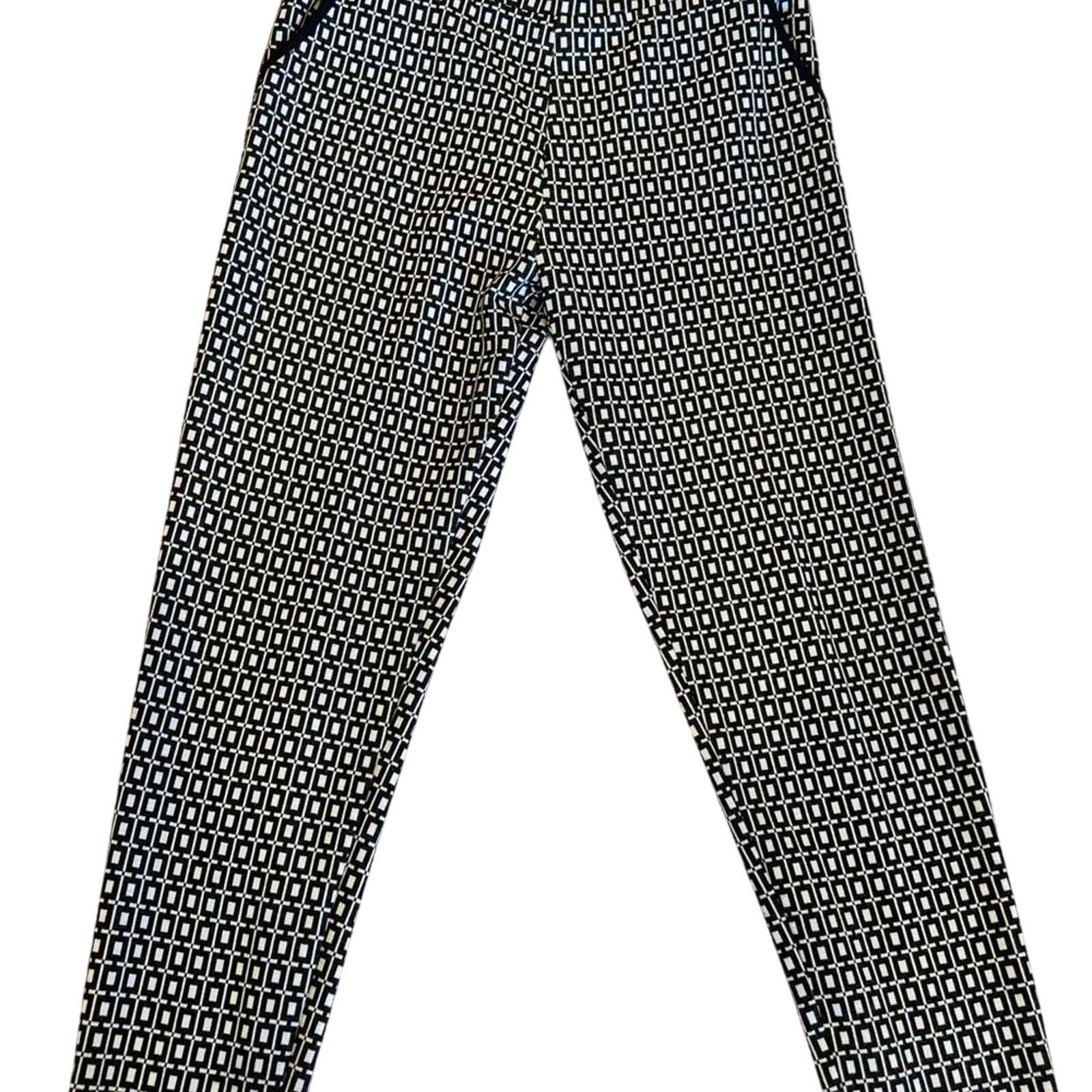 Designer Melissa Paige Stretch Black and White Printed Pants Pockets Size 32" / US 10 / IT 46 - 3 Thumbnail