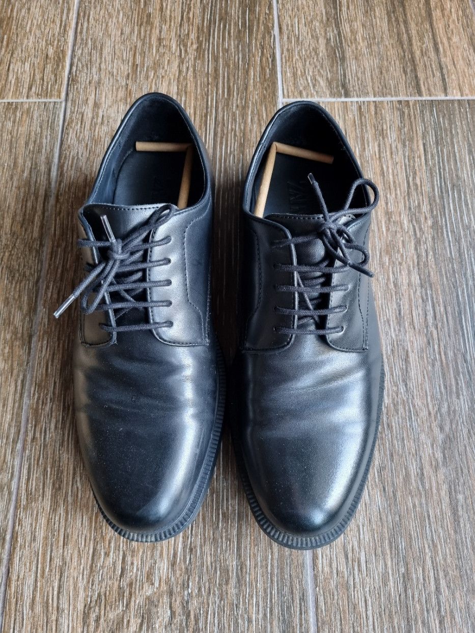 Zara black basic derbies Size US 10 / EU 43 - 1 Thumbnail