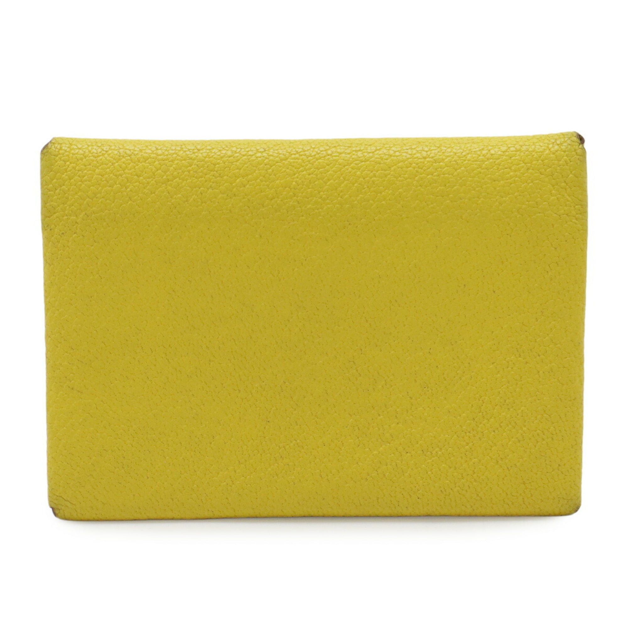 Hermes HERMES Calvi Duo Wallet/Coin Purse, Coin Card Case, Chevre Leather, Jaune Naple Yellow, U Stamp Size ONE SIZE - 1 Thumbnail