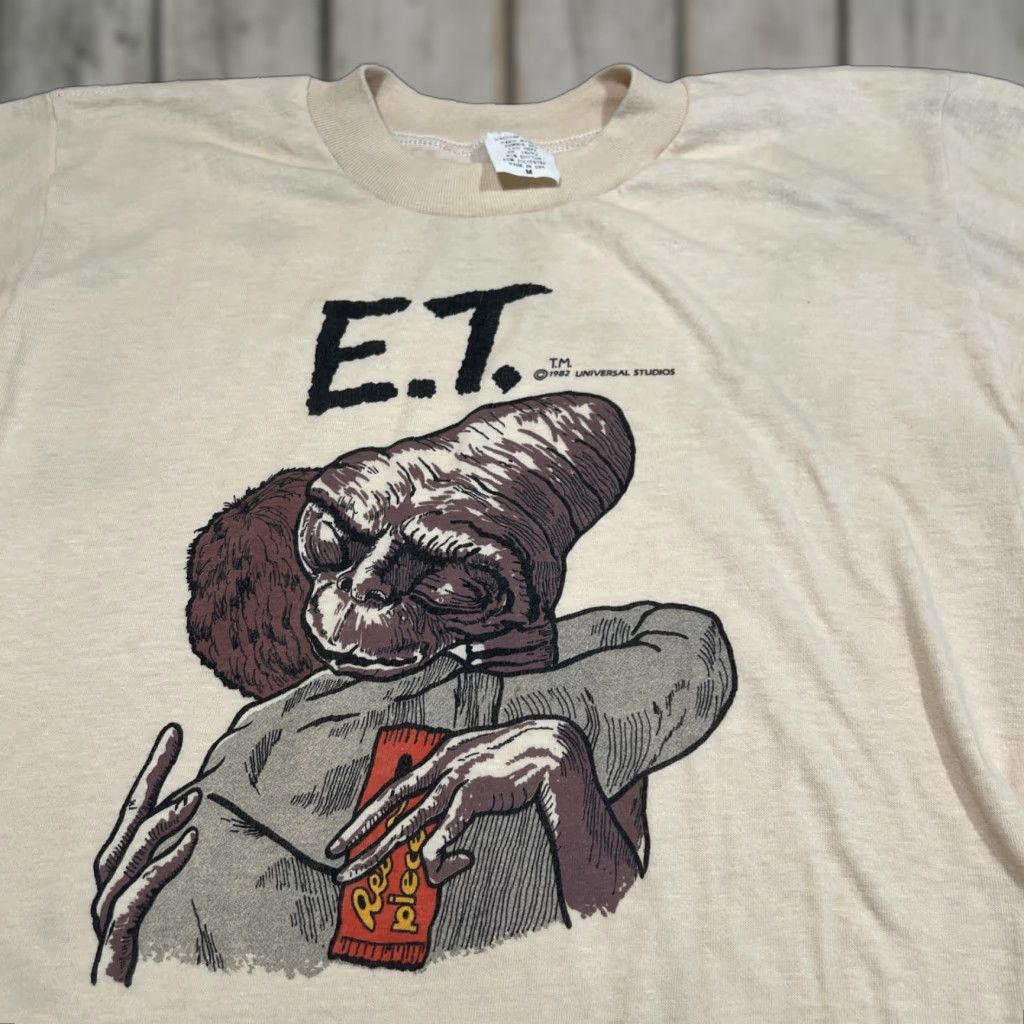 Vintage VINTAGE Universal Studios E.T. Graphic Tee Men's Medium Beige 1980s Single Stitch Size US M / EU 48-50 / 2 - 1 Thumbnail