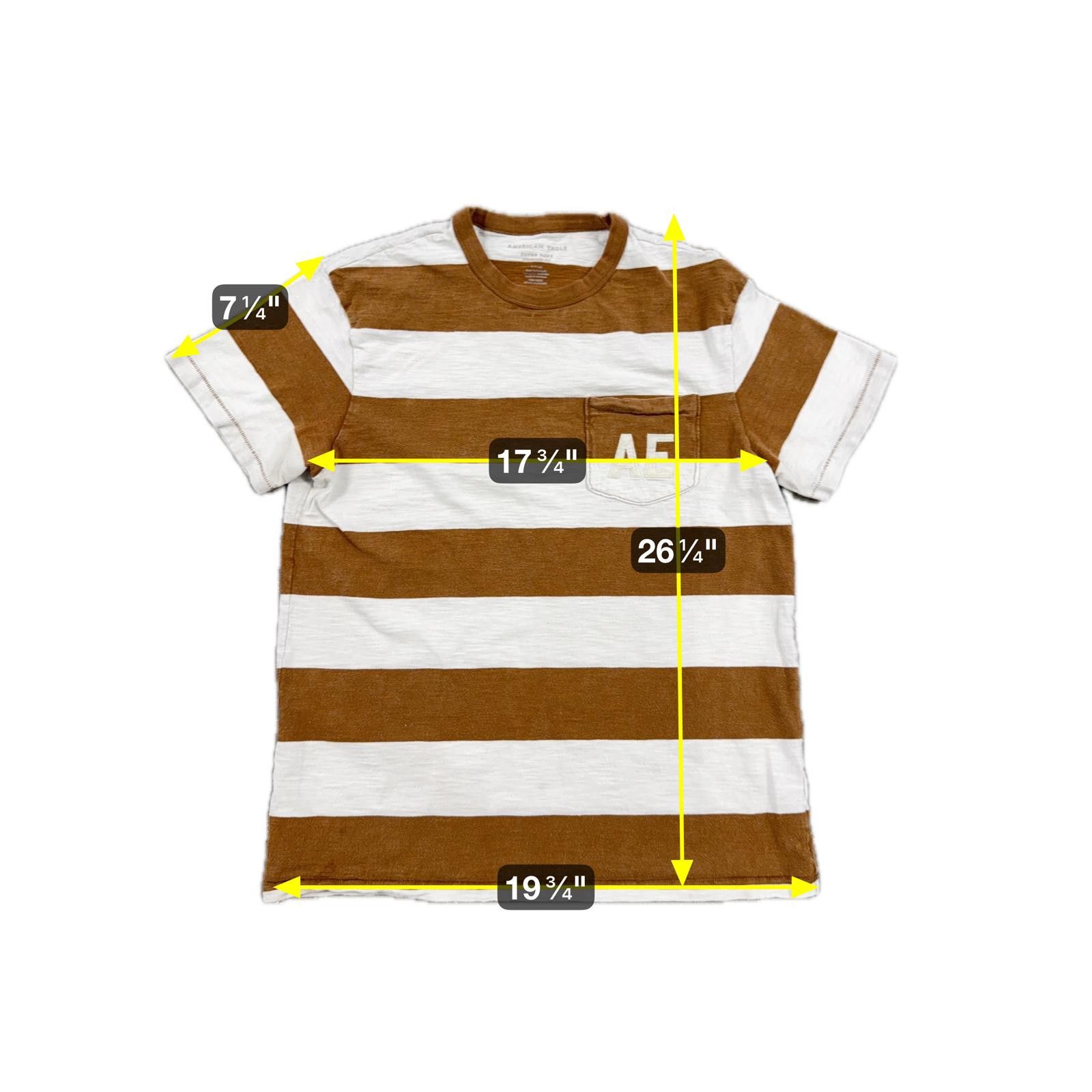 American Eagle Outfitters Single Stitch American Eagle Logo Striped T-Shirt - S Size US L / EU 52-54 / 3 - 6 Thumbnail