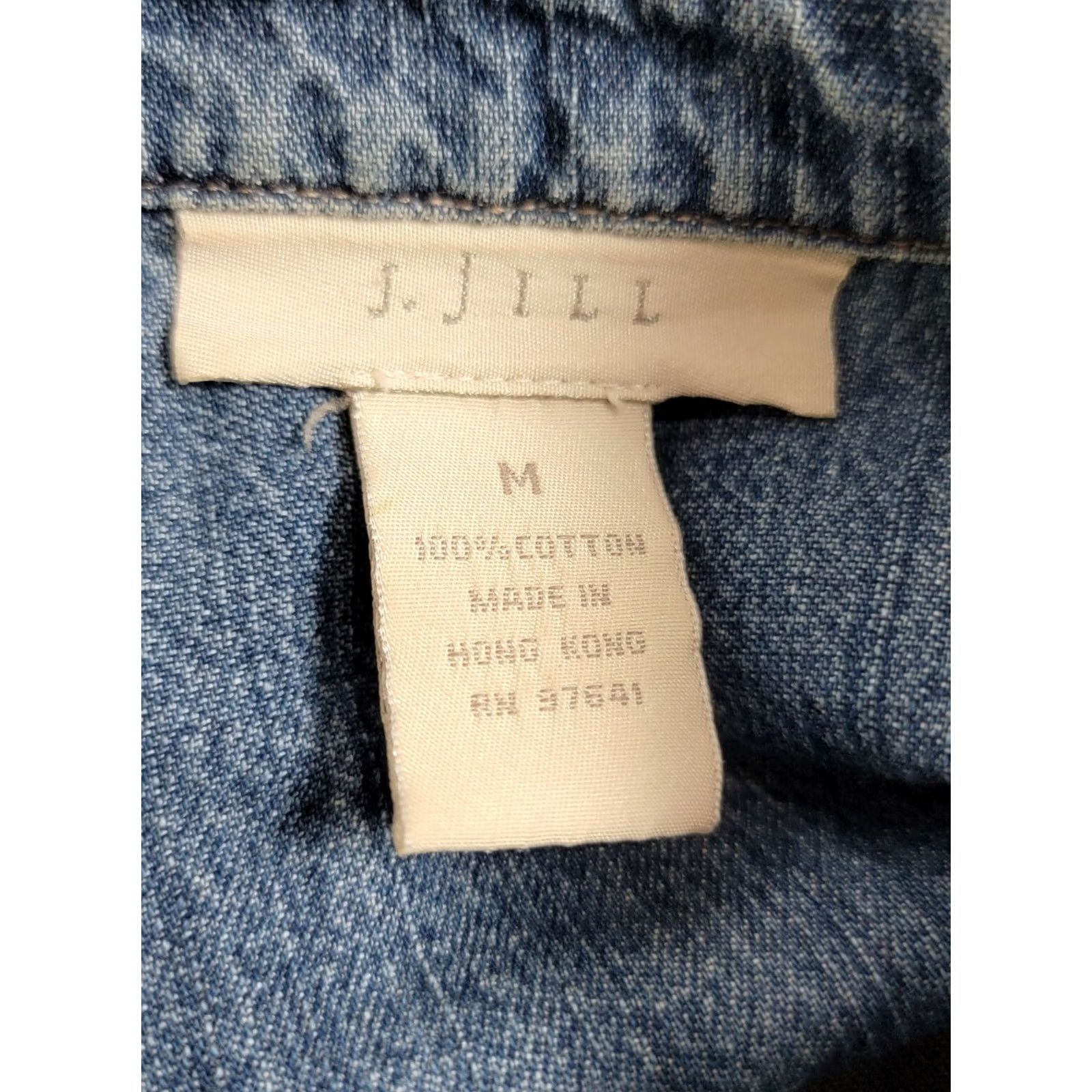 J. Jill J. Jill Womens Button Front Embroidered Beaded Chambray Blouse Blue Size Medium Size M / US 6-8 / IT 42-44 - 3 Thumbnail
