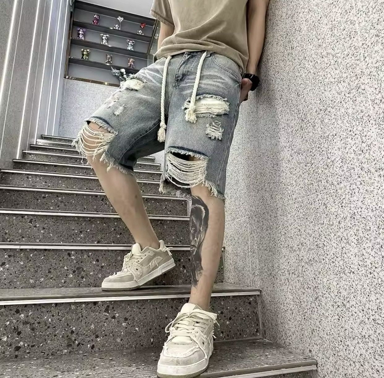 Jean × Vintage Summer Stretchy Denim Shorts Jeans Size US 40 / EU 56 - 1 Thumbnail