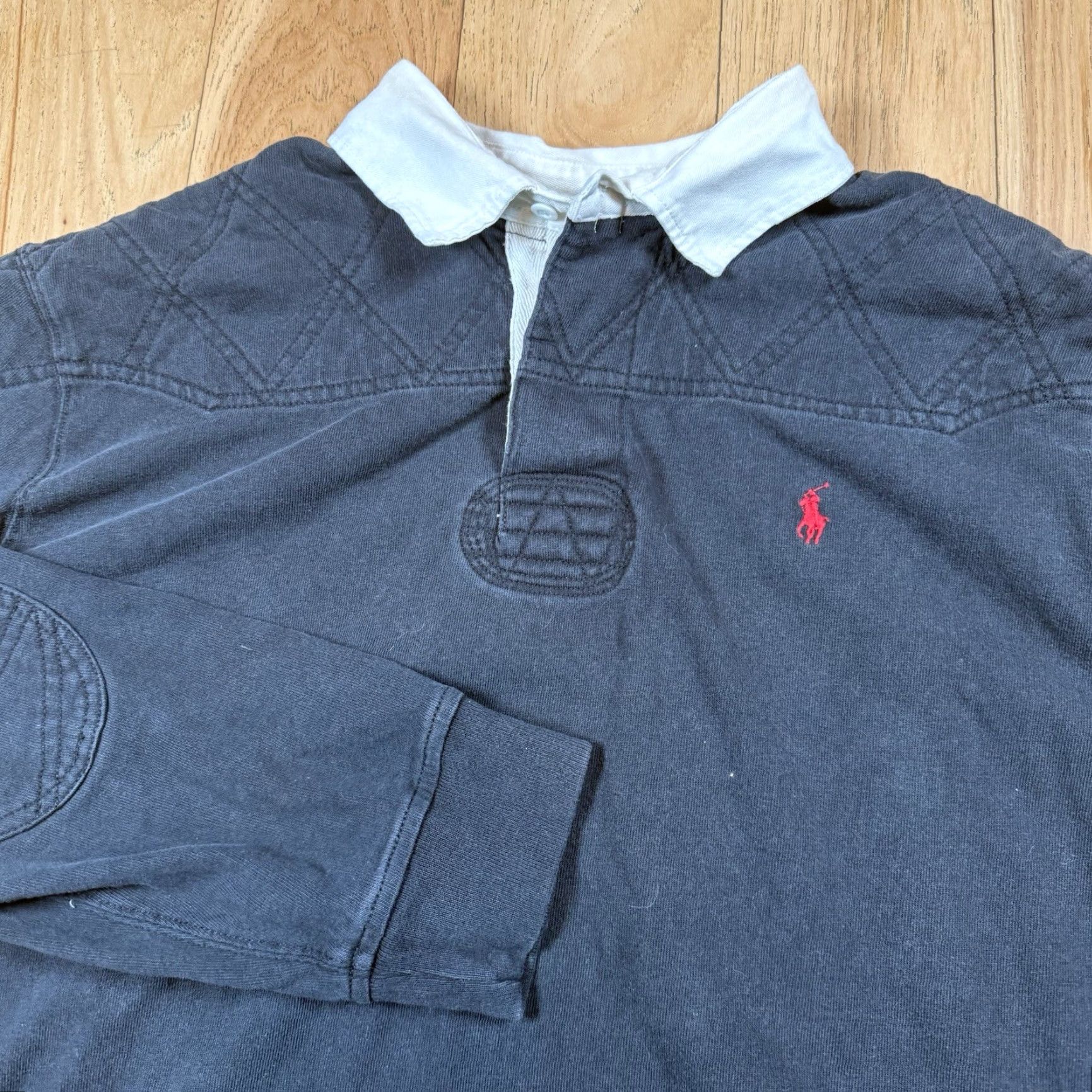 Ralph Lauren VTG Ralph Lauren Polo Rugby Sweater Mens XXL Black Elbow Pads Pullover 2XL Size US XXL / EU 58 / 5 - 3 Thumbnail