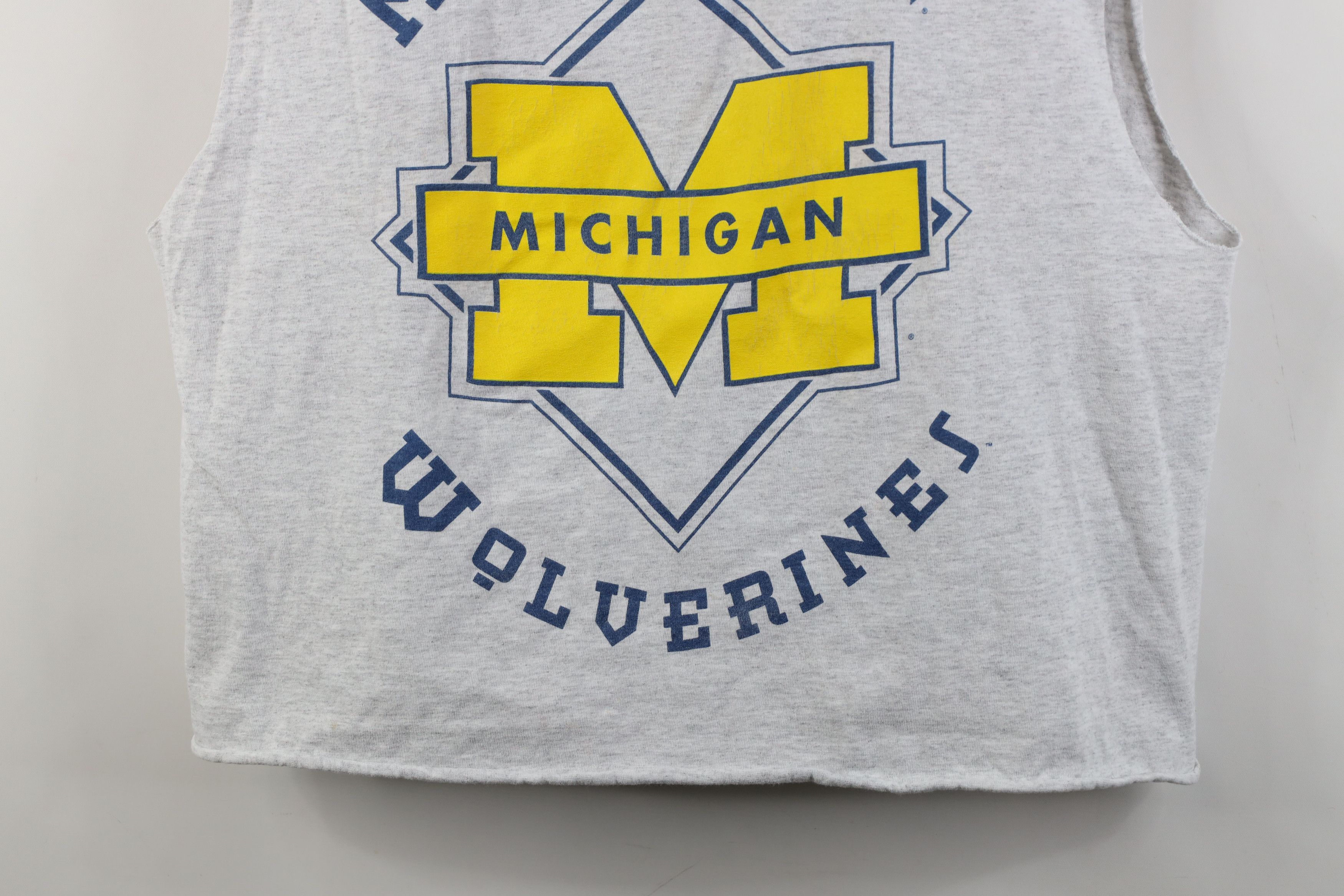 Vintage Vintage 90s Cropped University of Michigan T-Shirt Gray USA Size XL / US 12-14 / IT 48-50 - 3 Thumbnail