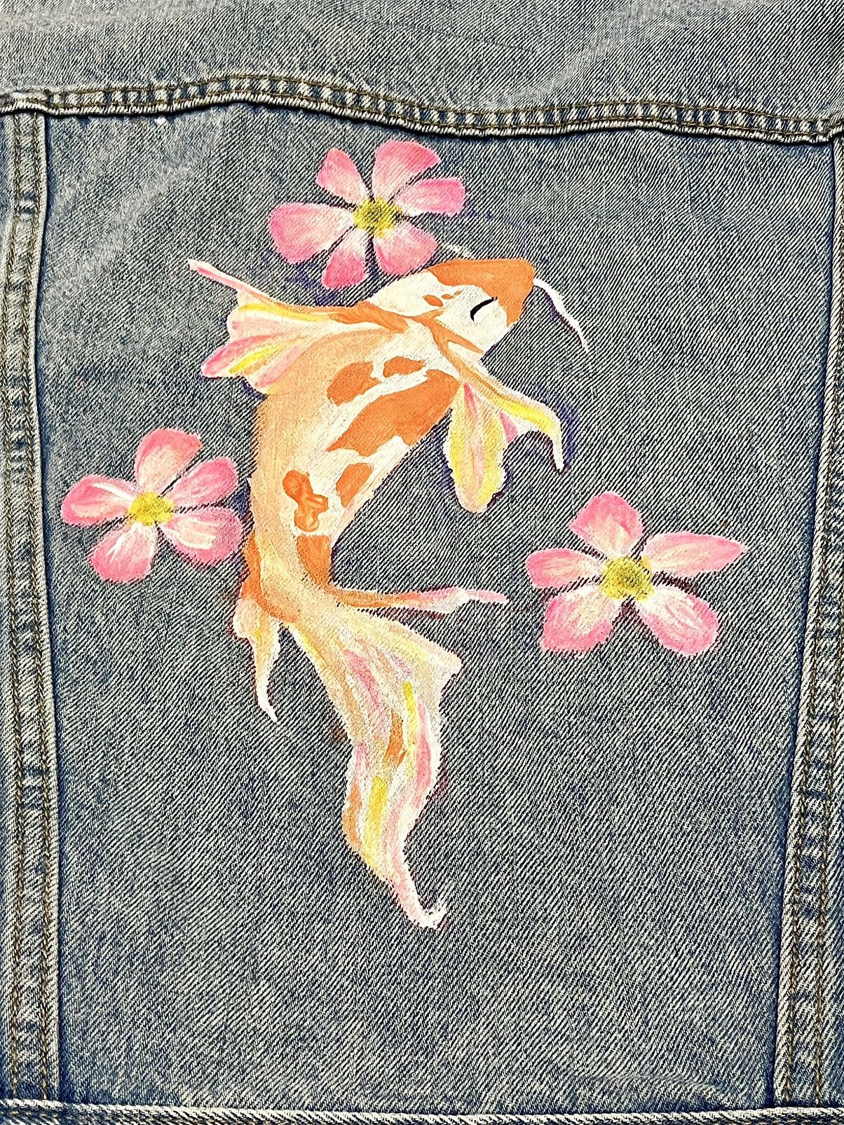 Levi's × Vintage Vintage Levi Big E Custom Koi Fish Jean Jacket Size US XS / EU 42 / 0 - 2 Thumbnail