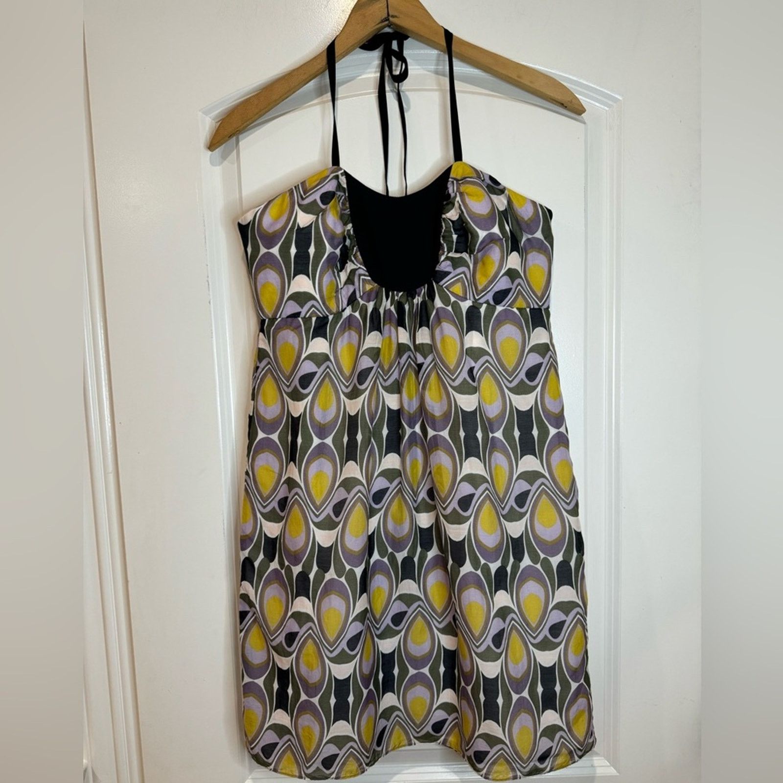 MILLY Milly Of New York Geometric Print Silk Blend Halter Size 8 Size M / US 6-8 / IT 42-44 - 3 Thumbnail