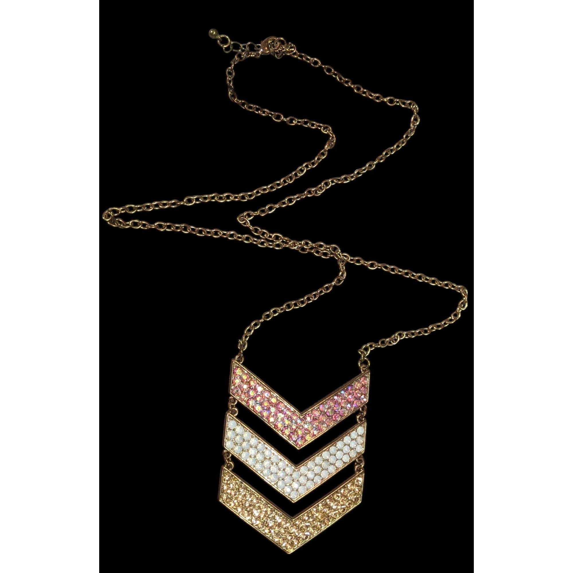 Other Whimsical Glam Multi Chevron Rhinestone Pendant Necklace Size ONE SIZE - 1 Thumbnail