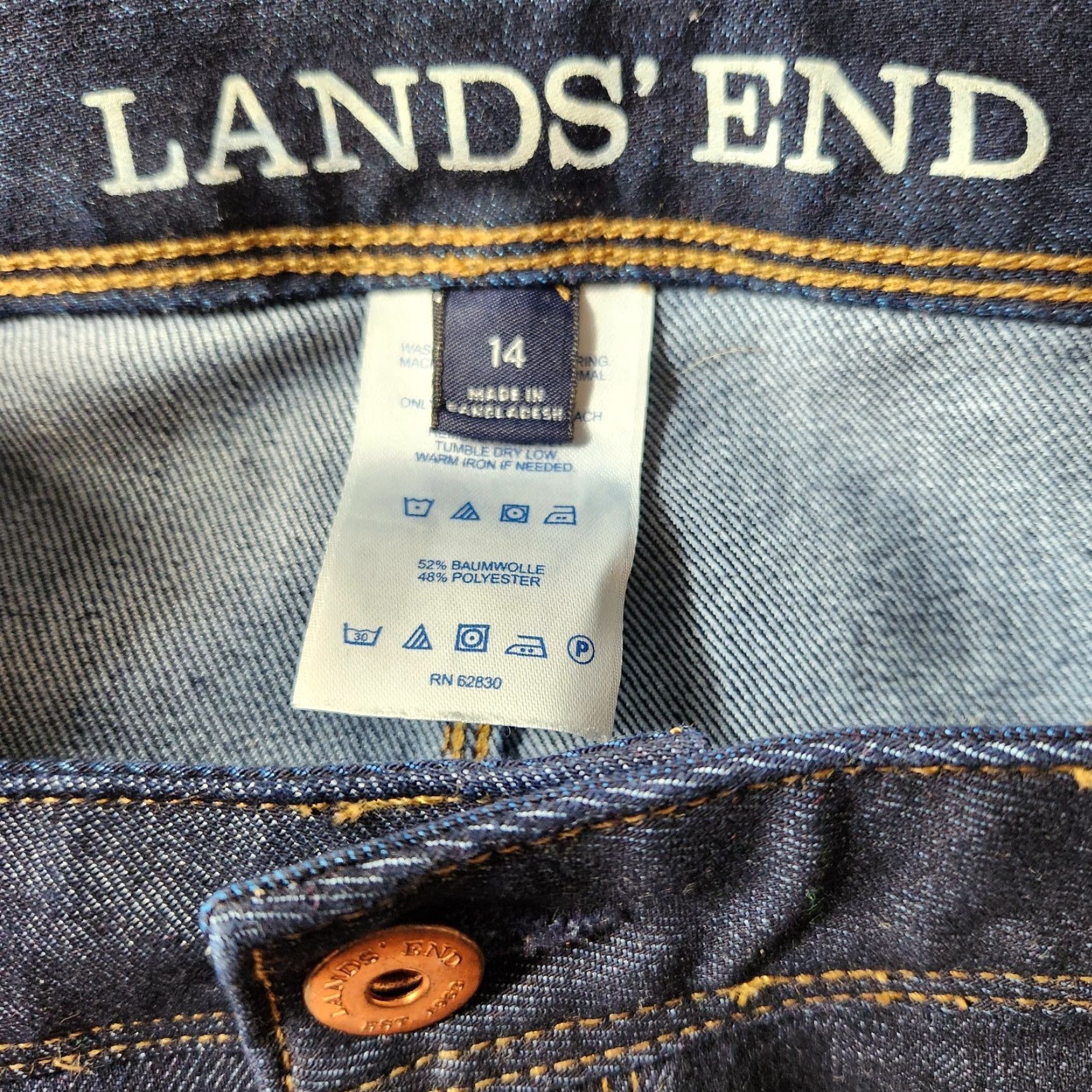 Lands' End VINTAGE Lands End Womens Jeans Dark Wash Straight Mid Rise 14 NWOT Blue Cotton Blend Denim 5-Pocket Womens Jeans 14 Womens Size 36" / US 14 / IT 50 - 7 Thumbnail